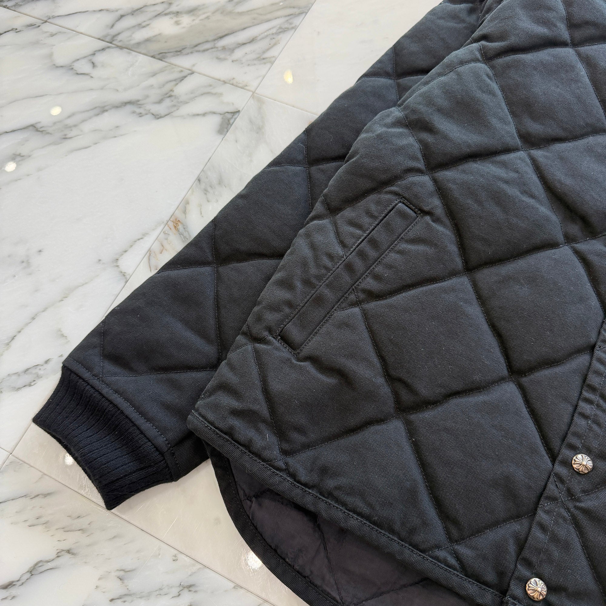 CHROME HEARTS Y NOT Cross Ball Button Quilted Jacket Size L クロムハーツ ワイノット クロスボールボタン キルティングジャケット サイズL