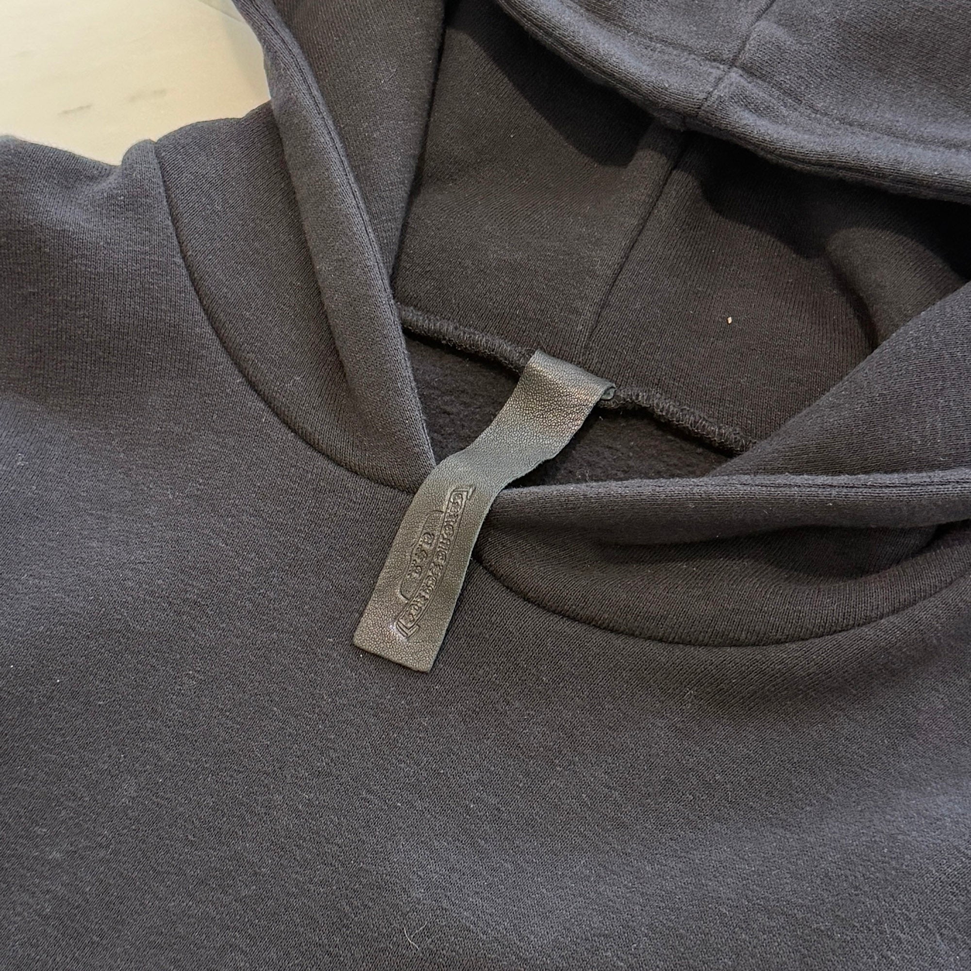 CHROME HEARTS Y NOT Leather Cross Patch Arm Leather Switching Pullover Hoodie Size L クロムハーツ ワイノット レザークロスパッチ アームレザー切替 プルオーバーフーディー サイズL