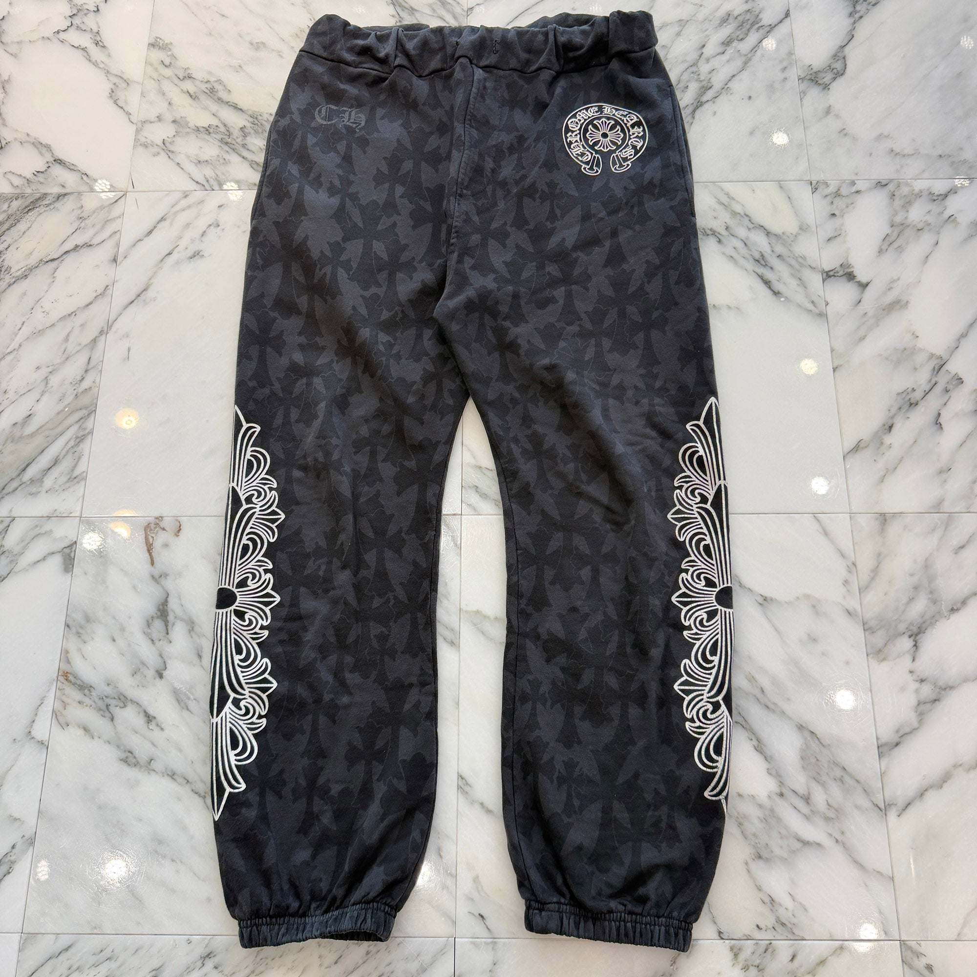 CHROME HEARTS 2024SS Graveyard Cemetery Cross Sweat Long Pants Size M クロムハーツ グレイブヤード セメタリークロス スウェットパンツ サイズM