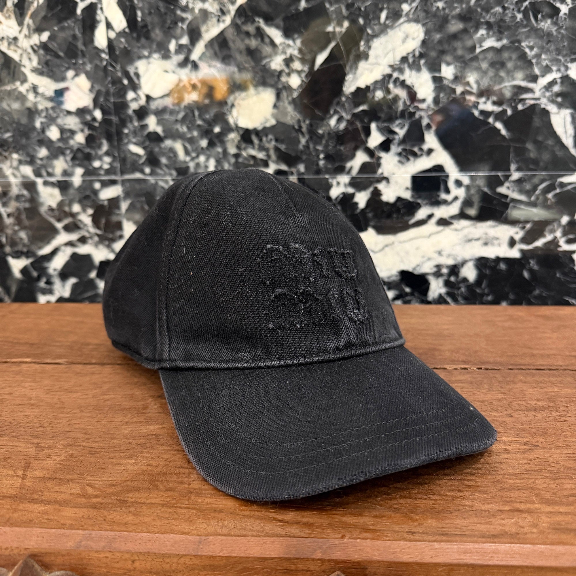 MIU MIU 2022SS Front Logo Embroidered Patch Denim Baseball Cap 5HC179 Size S ミュウミュウ フロントロゴ刺繍パッチ デニムベースボールキャップ サイズS