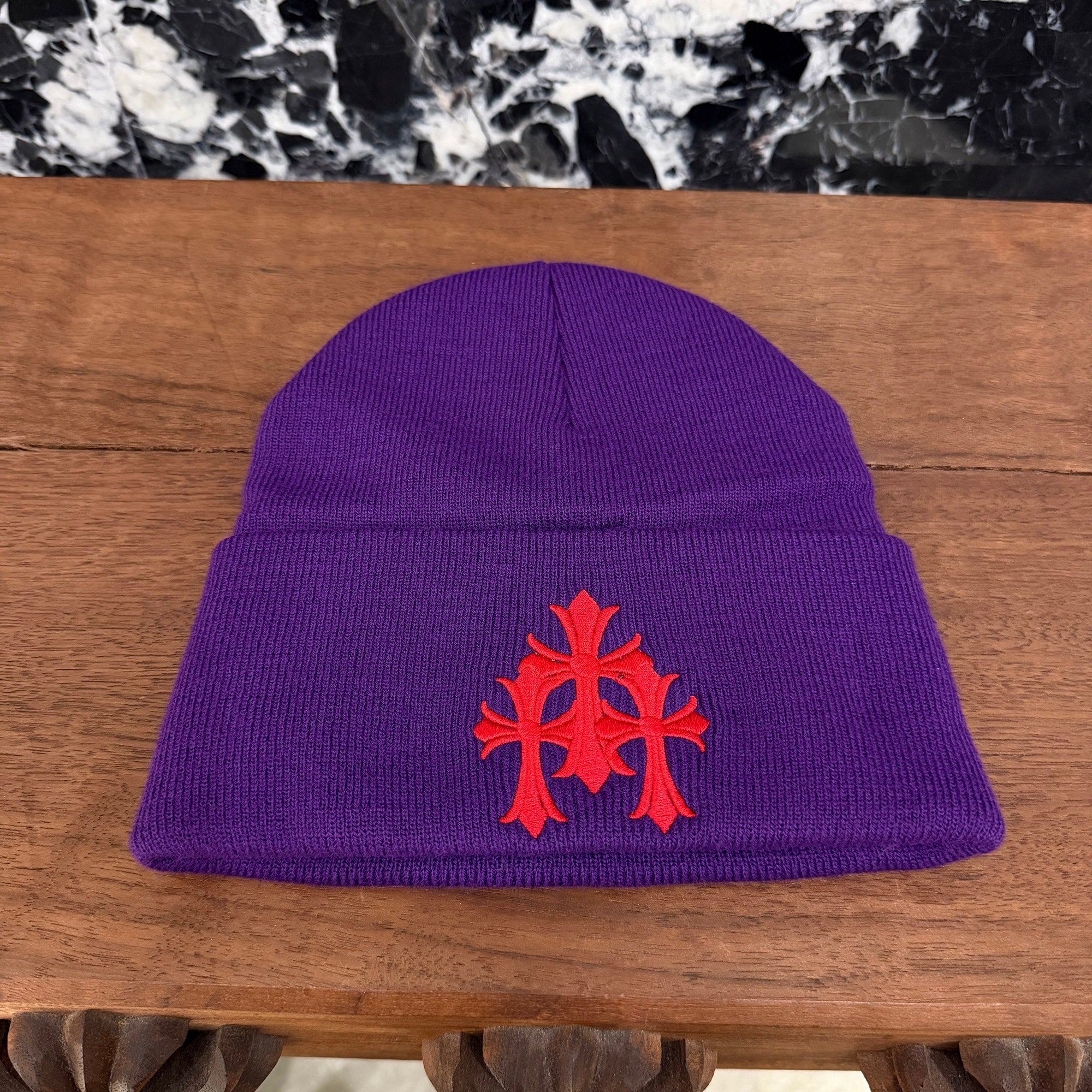CHROME HEARTS Triple Cross Embroidery Beanie Size ONE SIZE (22cm) クロムハーツ トリプルクロス刺繍 ビーニー サイズONE SIZE (22cm)