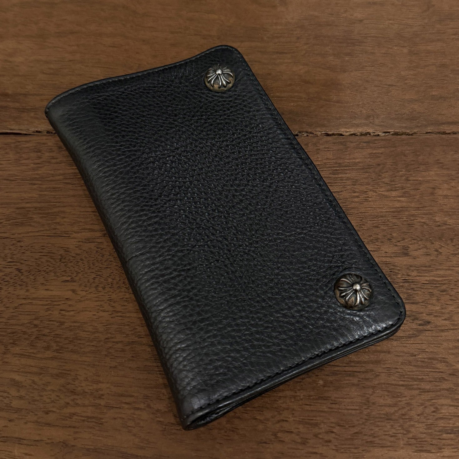 CHROME HEARTS 1 Zip Cross Ball Button Leather Wallet クロムハーツ 1ジップ クロスボールボタン レザーウォレット