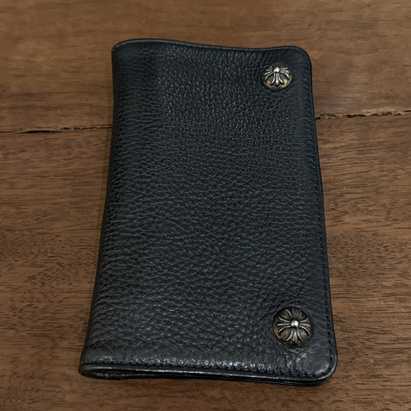 CHROME HEARTS 1 Zip Cross Ball Button Leather Wallet クロムハーツ 1ジップ クロスボールボタン レザーウォレット