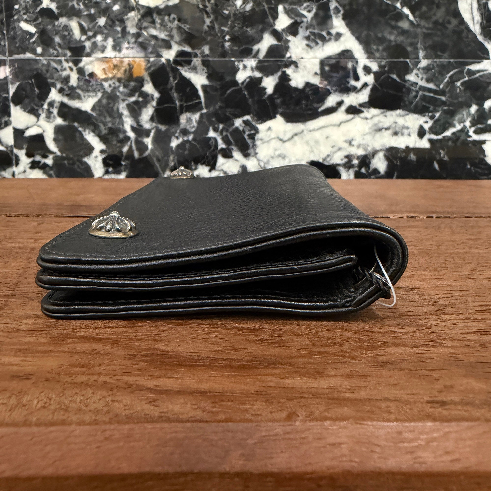 CHROME HEARTS 1 Zip Cross Ball Button Leather Wallet クロムハーツ 1ジップ クロスボールボタン レザーウォレット