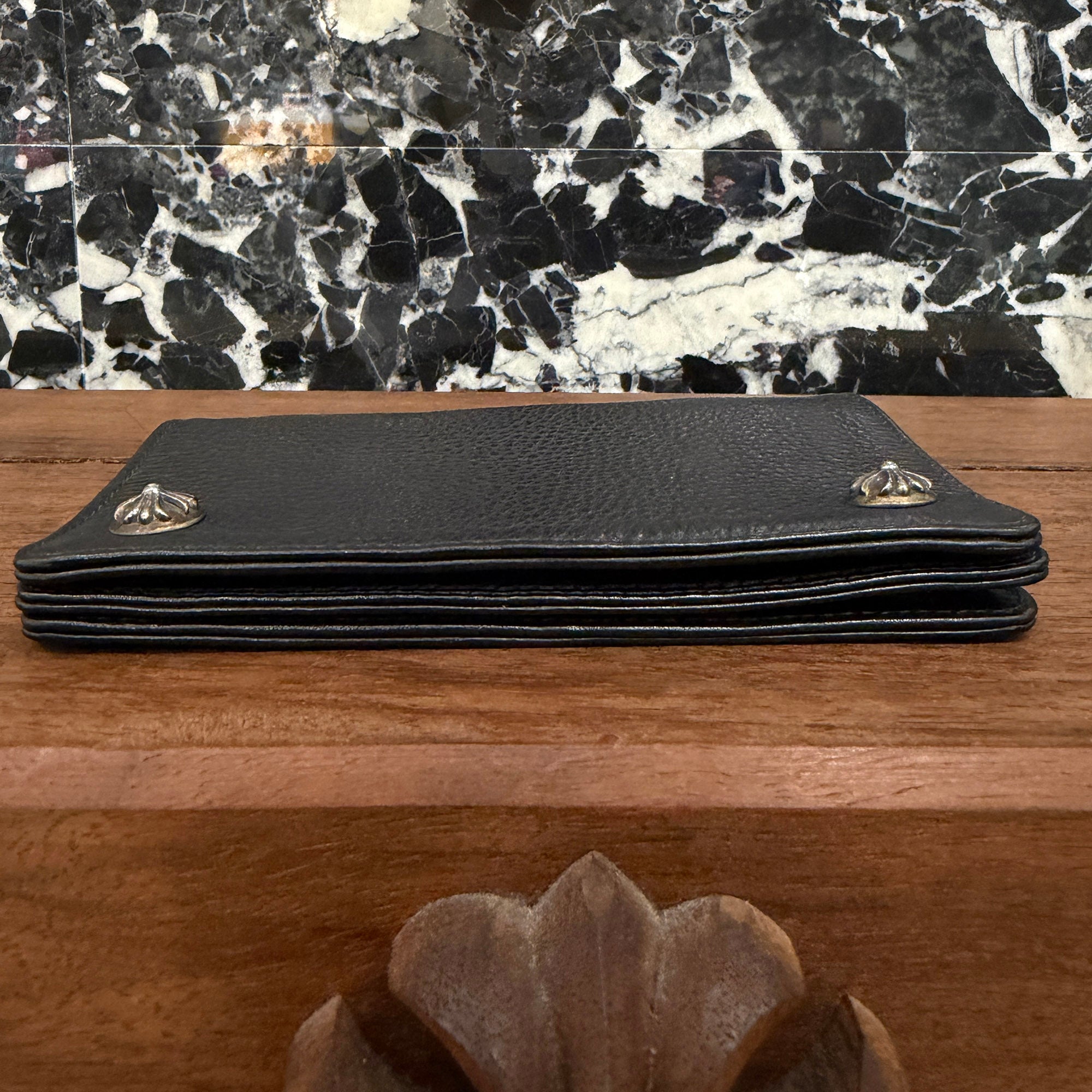 CHROME HEARTS 1 Zip Cross Ball Button Leather Wallet クロムハーツ 1ジップ クロスボールボタン レザーウォレット
