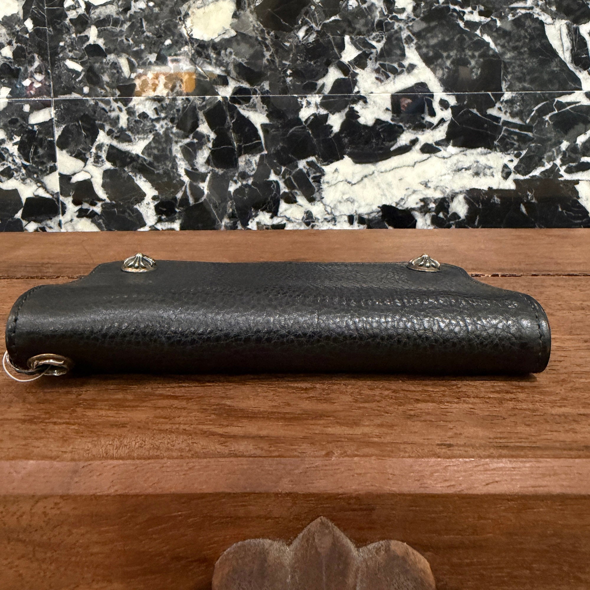 CHROME HEARTS 1 Zip Cross Ball Button Leather Wallet クロムハーツ 1ジップ クロスボールボタン レザーウォレット