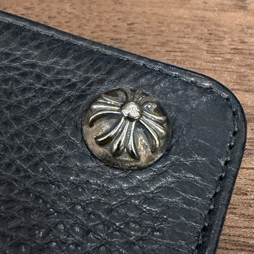 CHROME HEARTS 1 Zip Cross Ball Button Leather Wallet クロムハーツ 1ジップ クロスボールボタン レザーウォレット