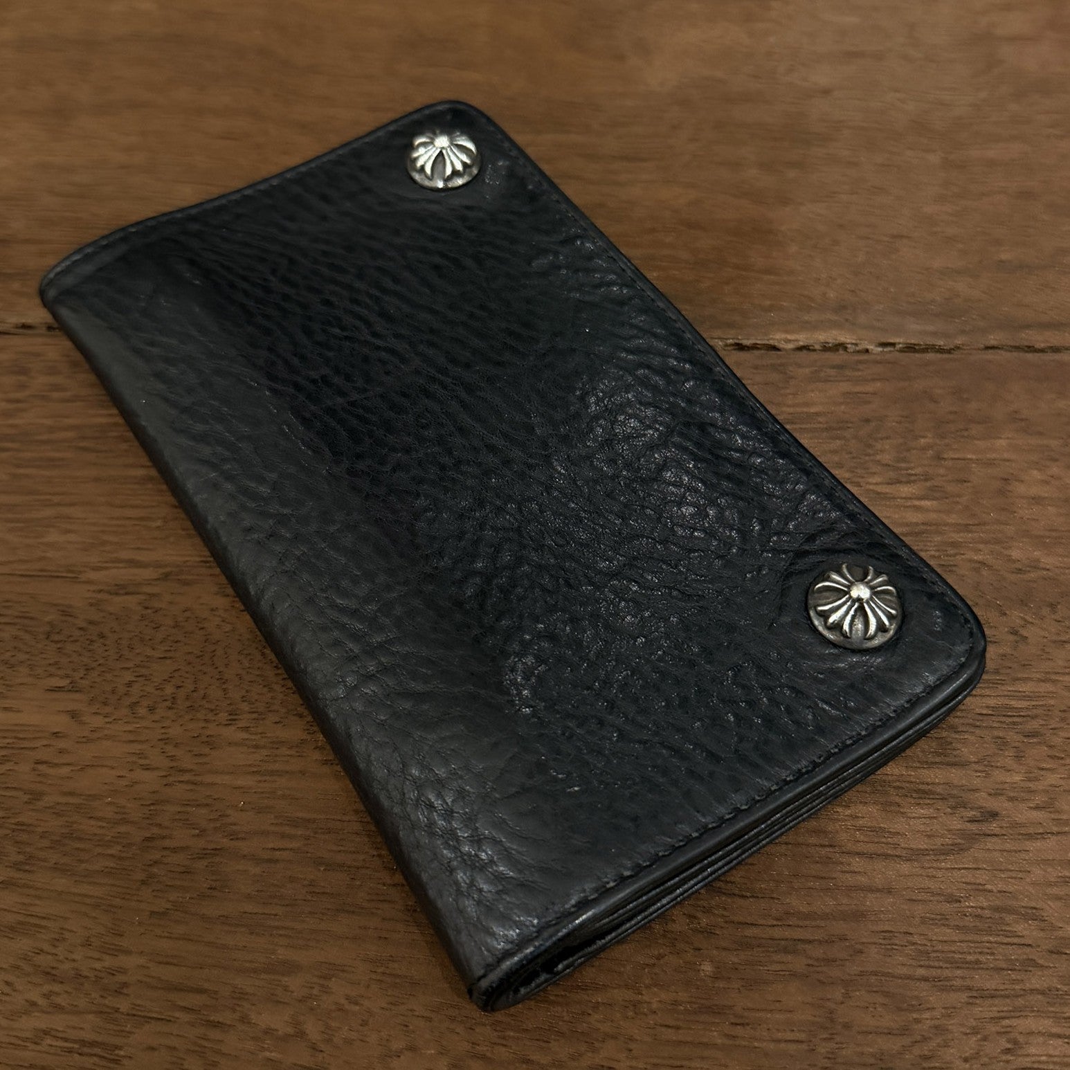 CHROME HEARTS 1 Zip Cross Ball Button Leather Wallet クロムハーツ 1ジップ クロスボールボタン レザーウォレット