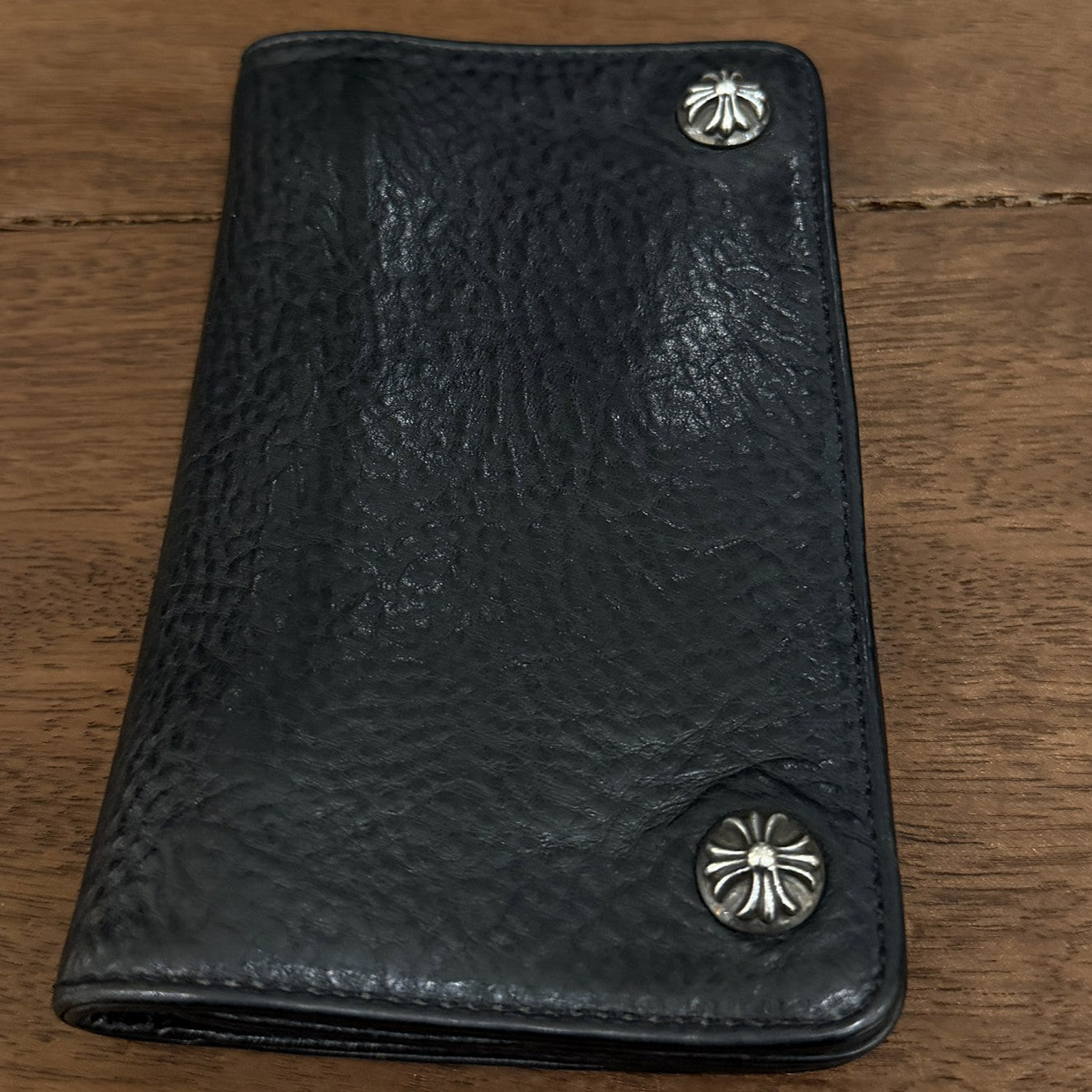 CHROME HEARTS 1 Zip Cross Ball Button Leather Wallet クロムハーツ 1ジップ クロスボールボタン レザーウォレット