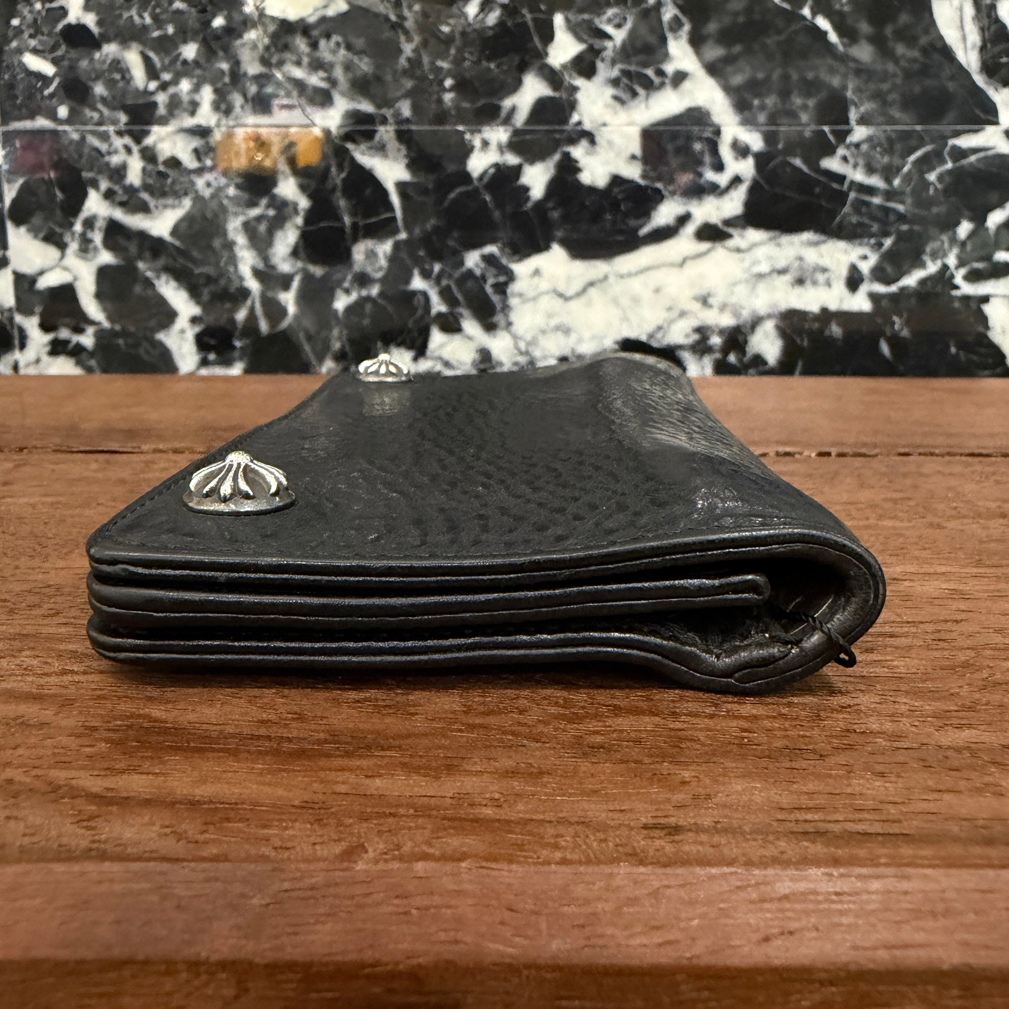 CHROME HEARTS 1 Zip Cross Ball Button Leather Wallet クロムハーツ 1ジップ クロスボールボタン レザーウォレット
