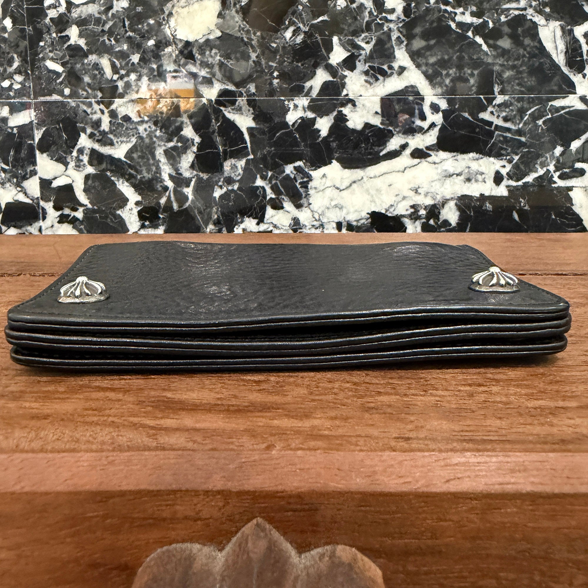 CHROME HEARTS 1 Zip Cross Ball Button Leather Wallet クロムハーツ 1ジップ クロスボールボタン レザーウォレット