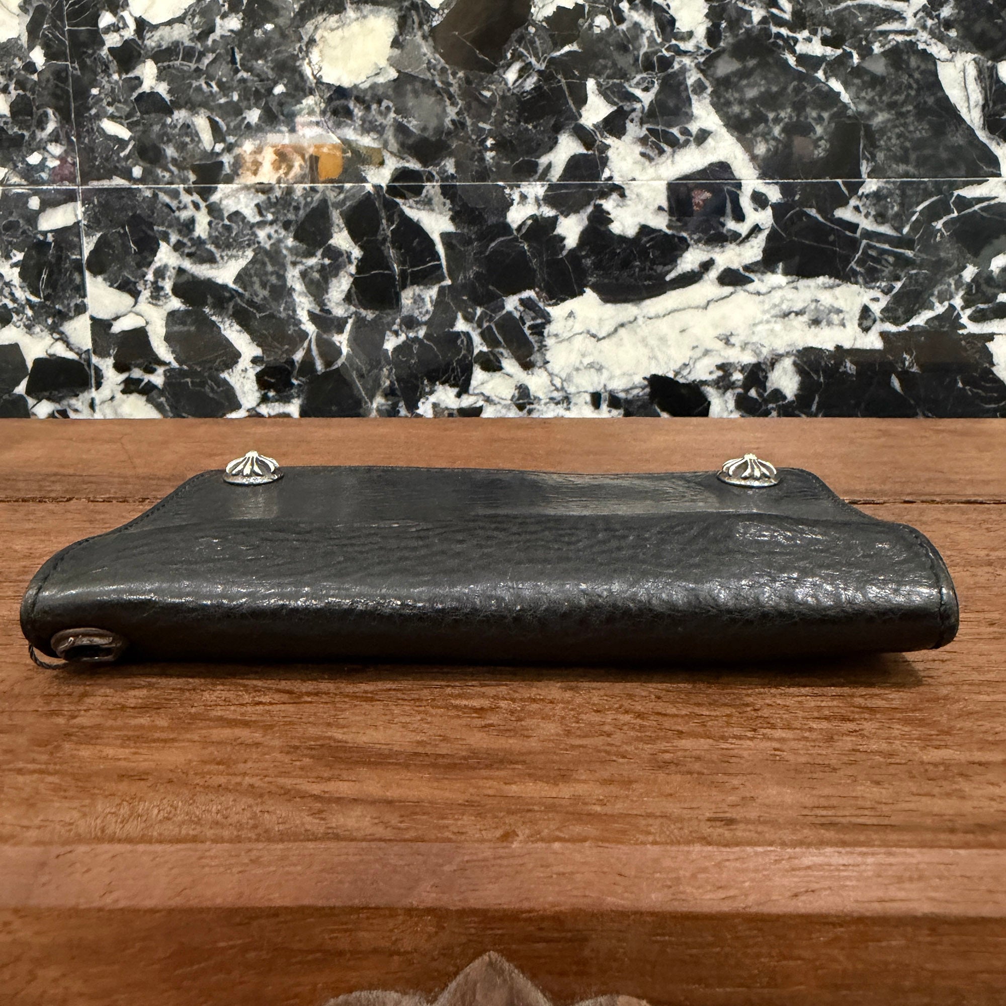 CHROME HEARTS 1 Zip Cross Ball Button Leather Wallet クロムハーツ 1ジップ クロスボールボタン レザーウォレット