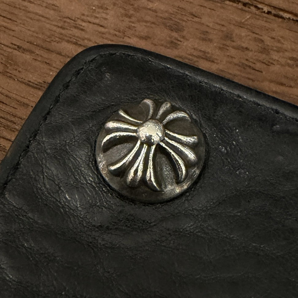 CHROME HEARTS 1 Zip Cross Ball Button Leather Wallet クロムハーツ 1ジップ クロスボールボタン レザーウォレット