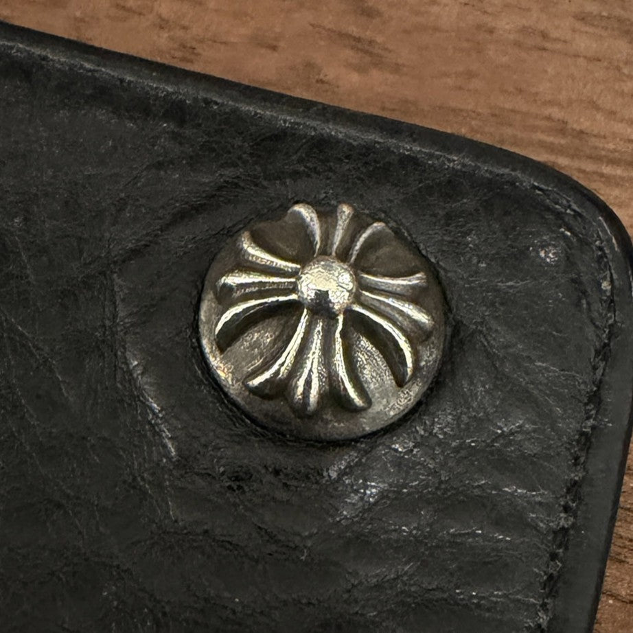 CHROME HEARTS 1 Zip Cross Ball Button Leather Wallet クロムハーツ 1ジップ クロスボールボタン レザーウォレット