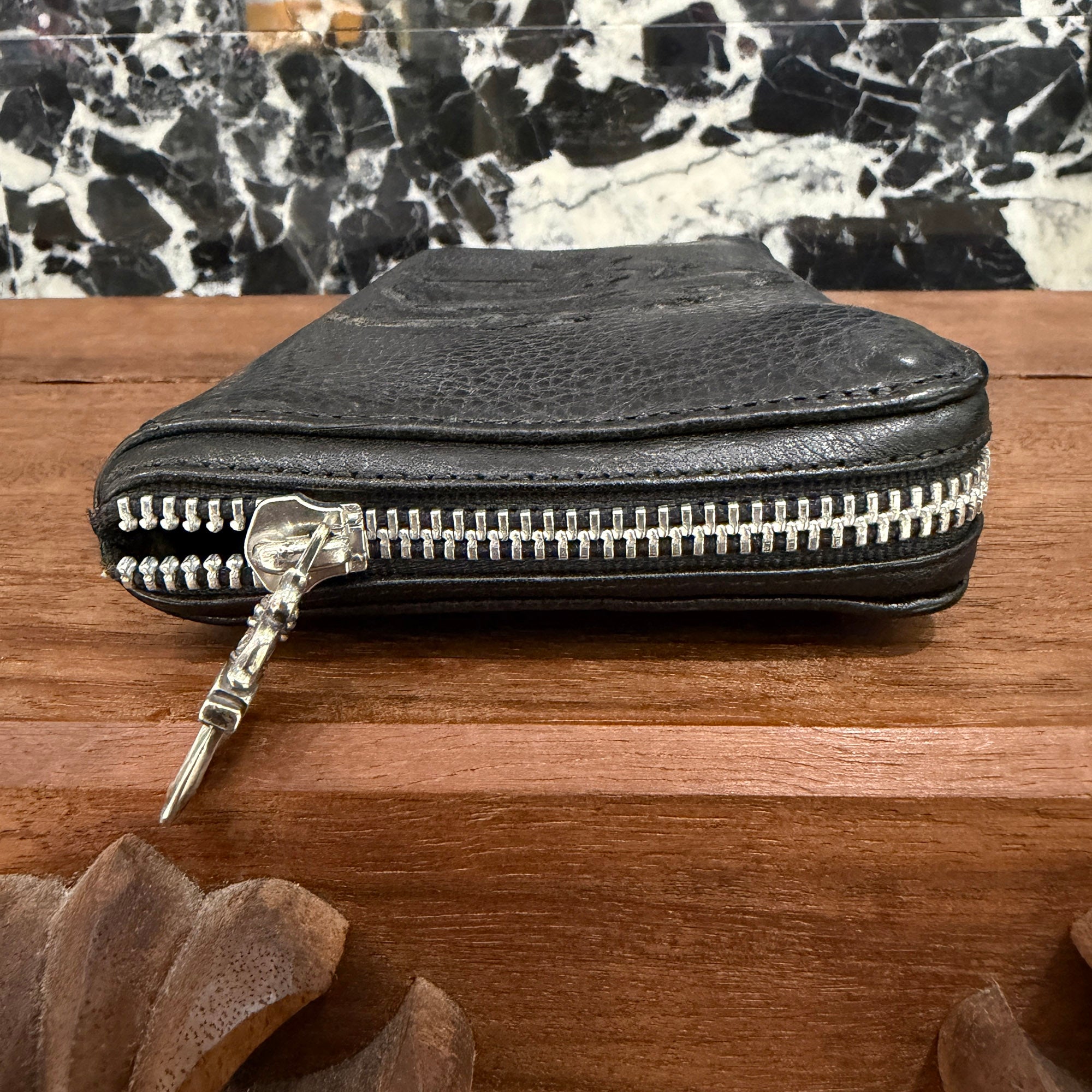 CHROME HEARTS 3 Cemetery Cross Leather Patch REC F ZIP Wallet