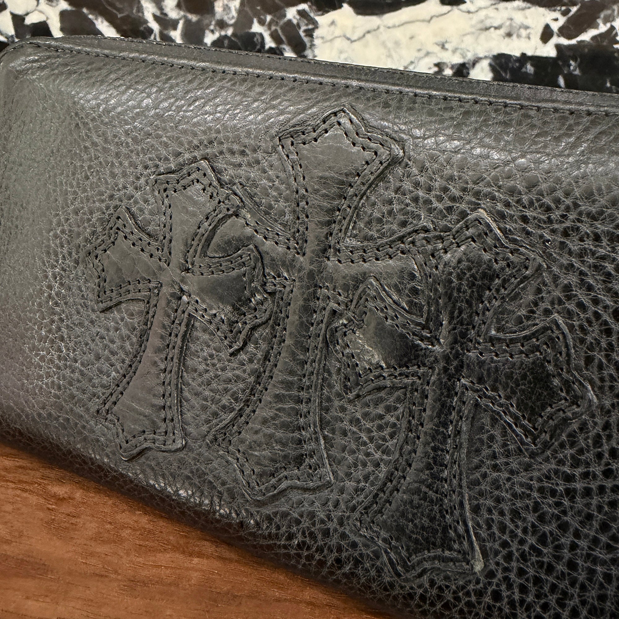 CHROME HEARTS 3 Cemetery Cross Leather Patch REC F ZIP Wallet クロムハーツ 3セメタリークロス レザーパッチ レック F ジップ ウォレット