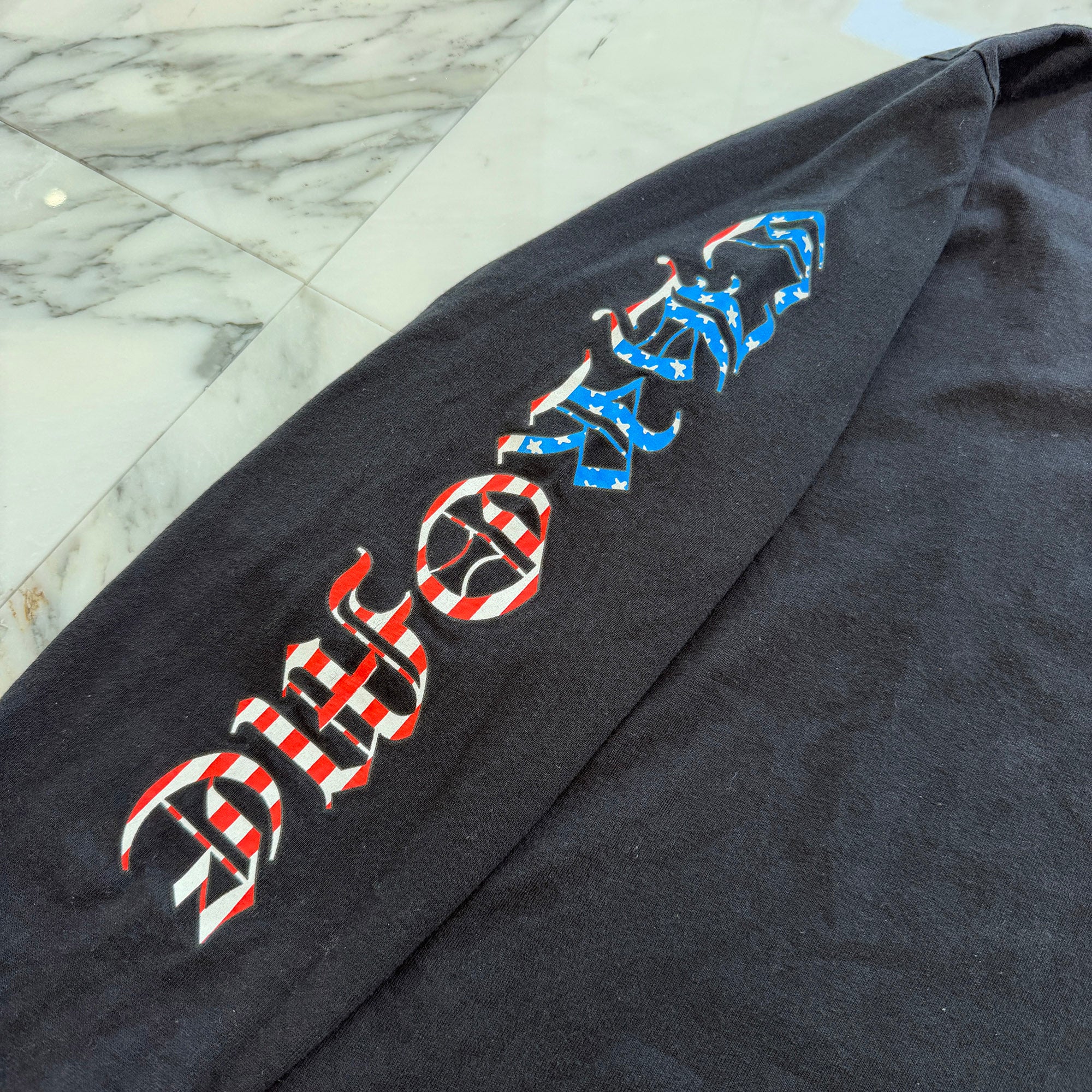 CHROME HEARTS American Flag Back Scroll Logo Label Long Sleeve Tee Size XL クロムハーツ アメリカンフラッグ バックスクロール ロゴラベル ロングスリーブ Tシャツ サイズXL