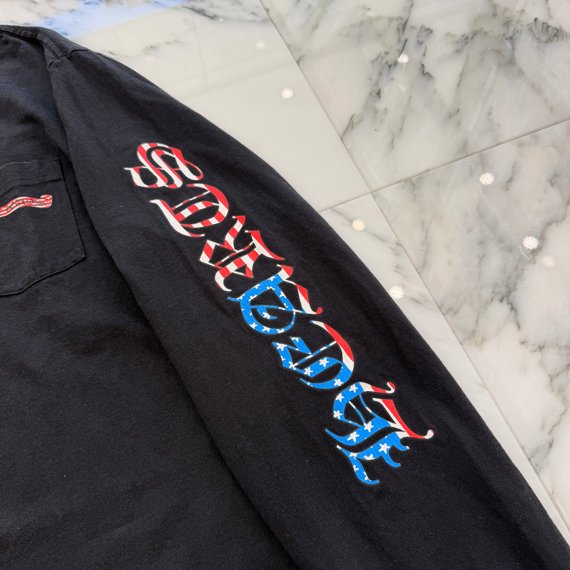 CHROME HEARTS American Flag Back Scroll Logo Label Long Sleeve Tee Size XL クロムハーツ アメリカンフラッグ バックスクロール ロゴラベル ロングスリーブ Tシャツ サイズXL