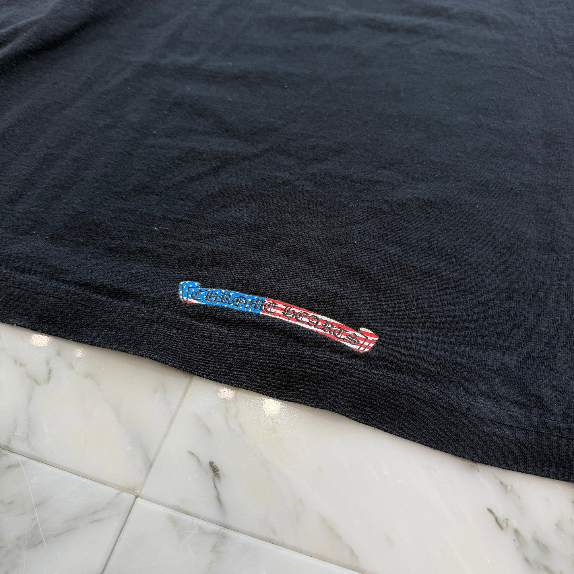 CHROME HEARTS American Flag Back Scroll Logo Label Long Sleeve Tee Size XL クロムハーツ アメリカンフラッグ バックスクロール ロゴラベル ロングスリーブ Tシャツ サイズXL