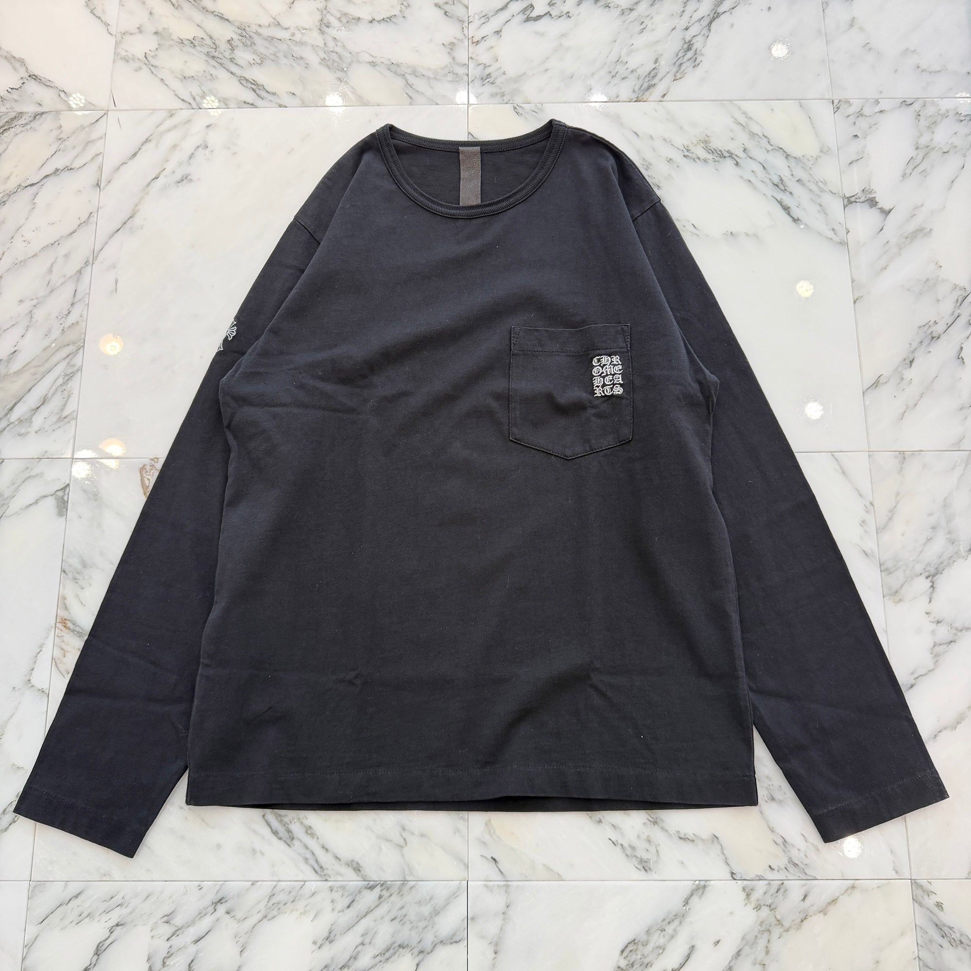 CHROME HEARTS Y NOT Vertical Logo Embroidery Long Sleeve Tee Size M クロムハーツ ワイノット ヴァーティカルロゴ刺繍 ロングスリーブTシャツ サイズM