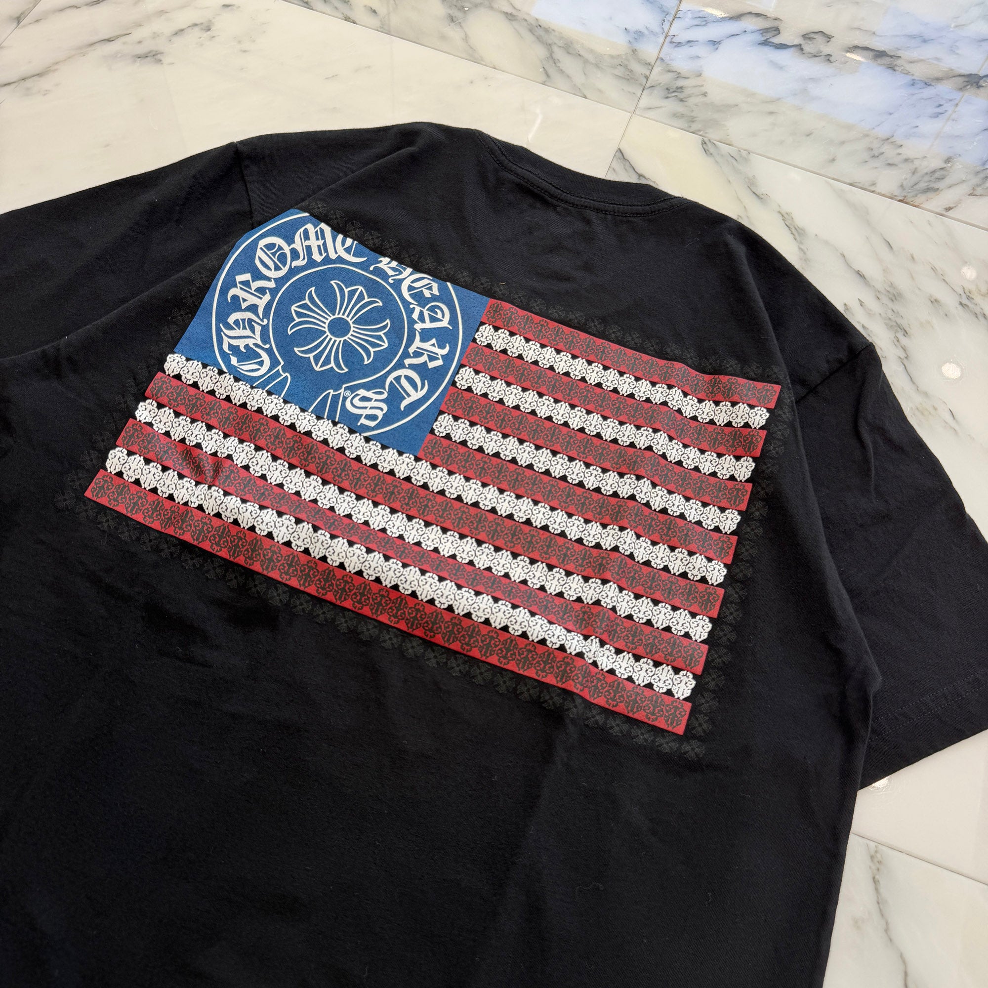 CHROME HEARTS American Flag Scroll Logo Tee Size M クロムハーツ アメリカ国旗 スクロールロゴ Tシャツ サイズM