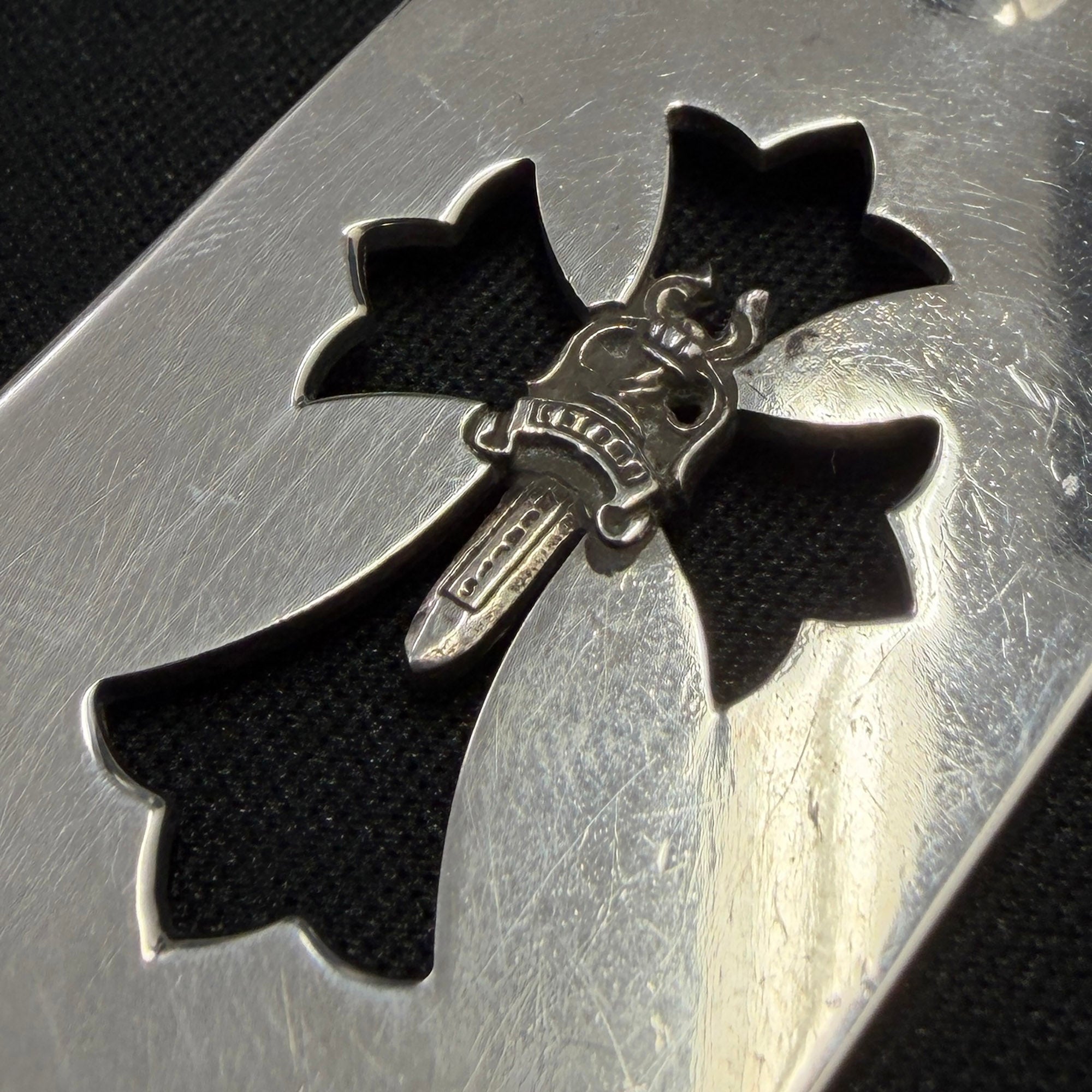 CHROME HEARTS Cut Out Cross Dagger Dock Tag Large Pendant Necklace & Ball Chain クロムハーツ カットアウトクロス ダガー ドッグタグ ラージ ペンダント & ボールチェーン