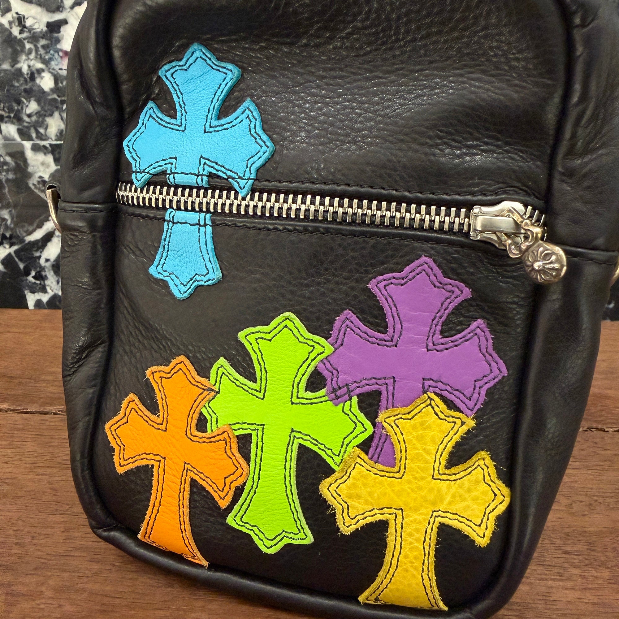 CHROME HEARTS TAKAMINI Multi Color Leather Cross Patch Leather Shoulder Bag クロムハーツ タカミニ マルチカラー レザークロスパッチ レザーショルダーバッグ