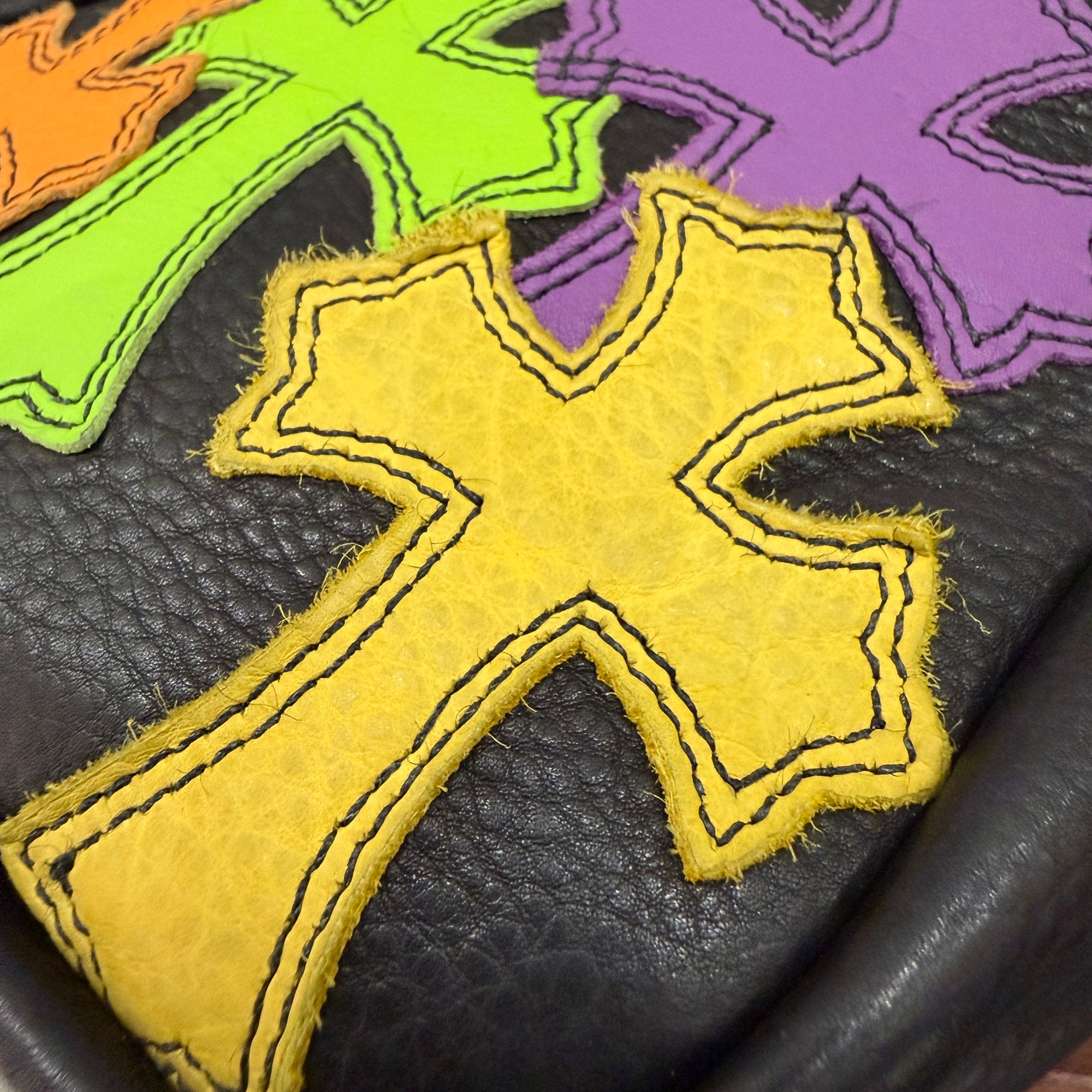 CHROME HEARTS TAKAMINI Multi Color Leather Cross Patch Leather