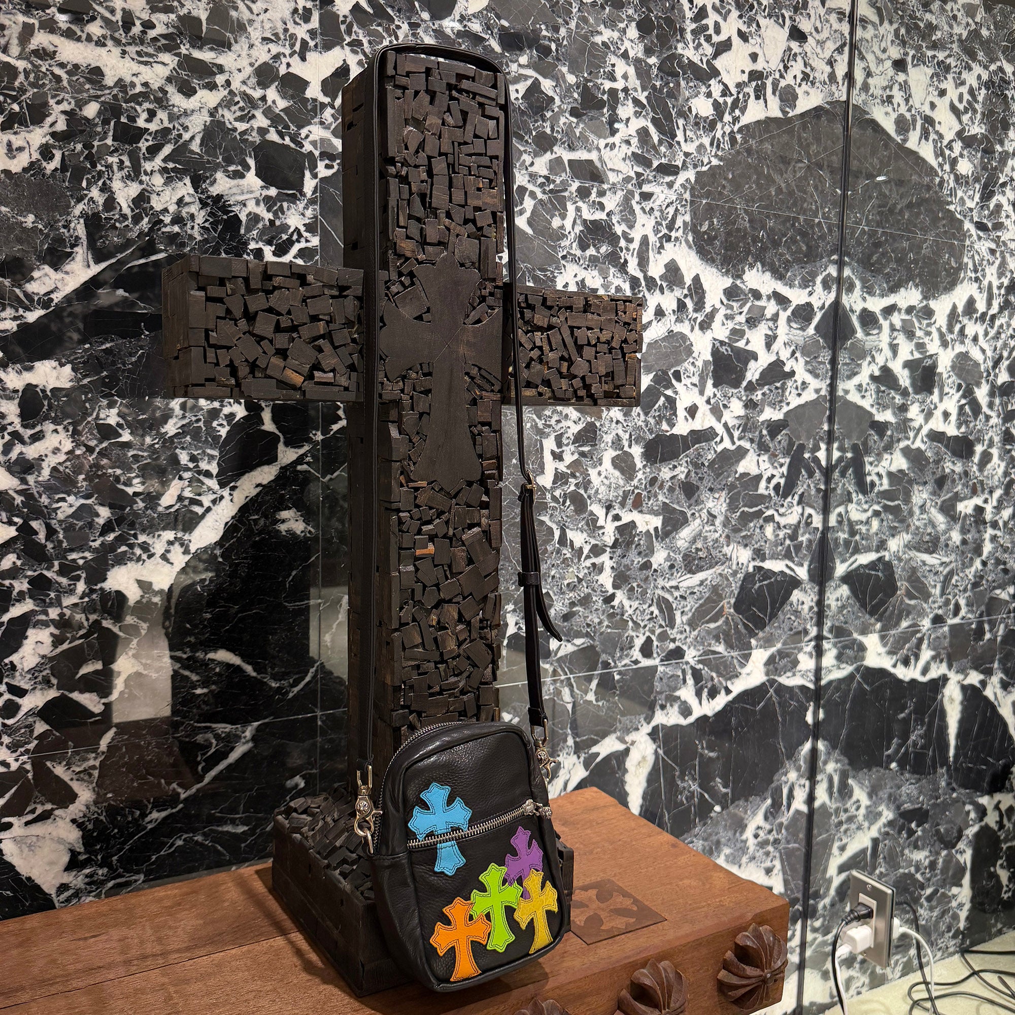 CHROME HEARTS TAKAMINI Multi Color Leather Cross Patch Leather Shoulder Bag クロムハーツ タカミニ マルチカラー レザークロスパッチ レザーショルダーバッグ