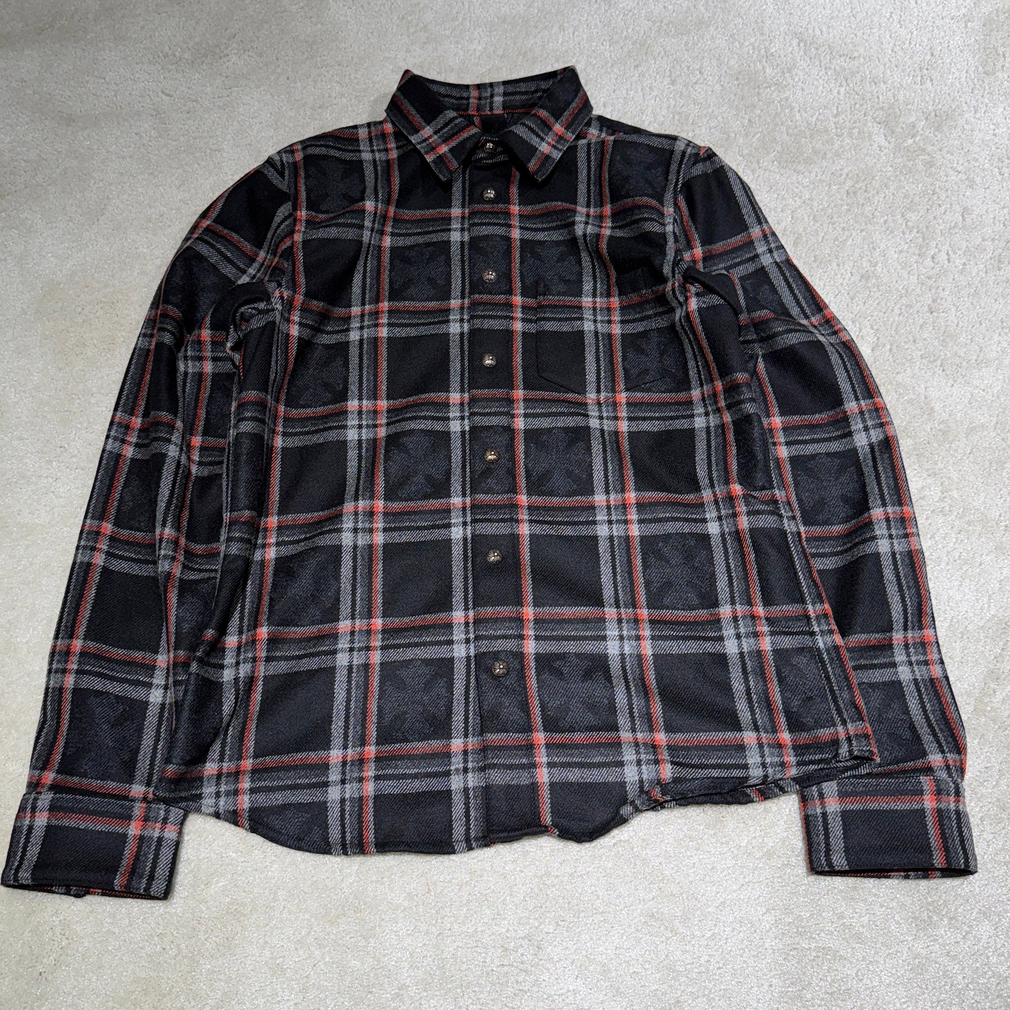 CHROME HEARTS 2025SS Y NOT Cross Ball Button Cashmere Check Shirt Size M クロムハーツ ワイノット クロスボールボタン カシミヤ チェックシャツ サイズM