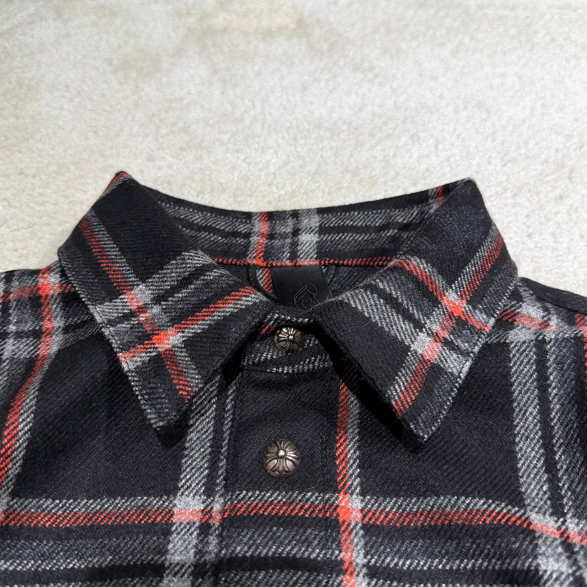 CHROME HEARTS 2025SS Y NOT Cross Ball Button Cashmere Check Shirt Size M クロムハーツ ワイノット クロスボールボタン カシミヤ チェックシャツ サイズM