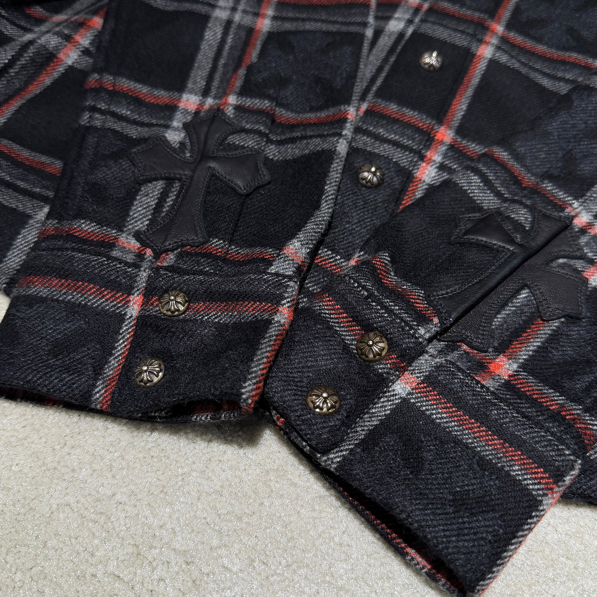 CHROME HEARTS 2025SS Y NOT Cross Ball Button Cashmere Check Shirt Size M クロムハーツ ワイノット クロスボールボタン カシミヤ チェックシャツ サイズM