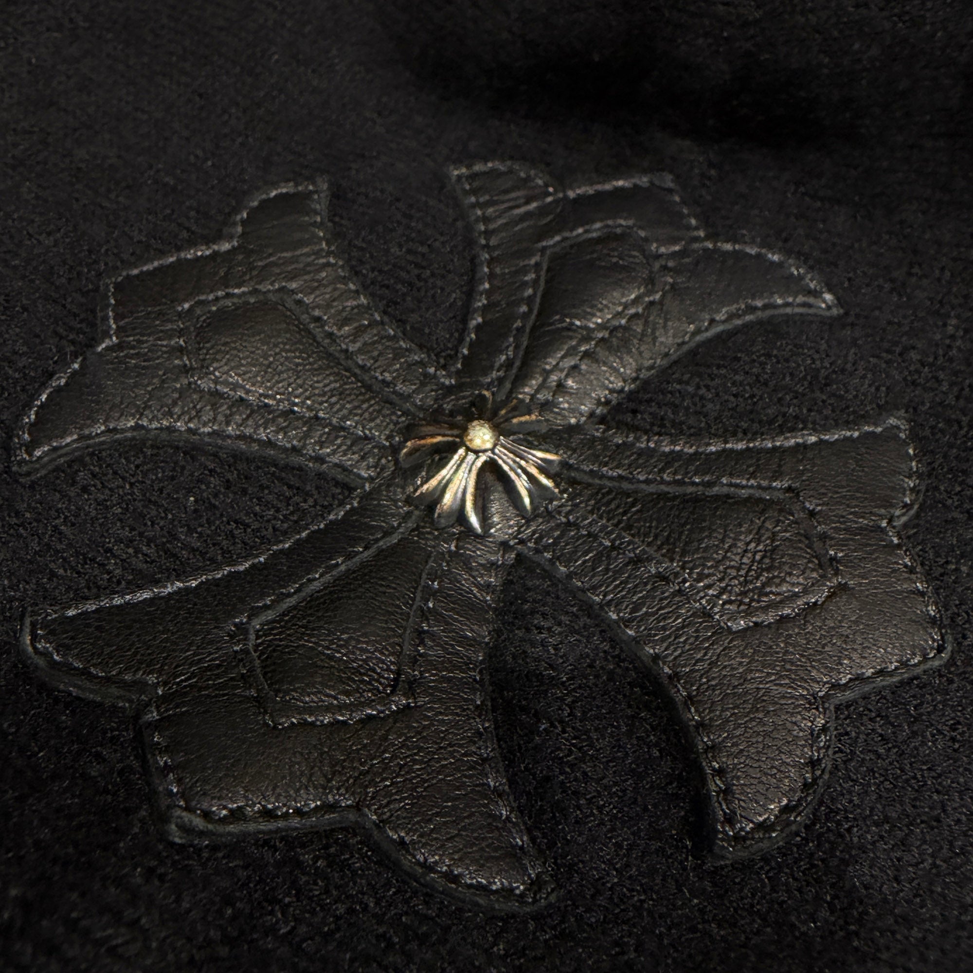 CHROME HEARTS Y NOT Floral Cross Leather Patch Cashmere Zip Up Hoodie Size L クロムハーツ ワイノット フローラルクロス レザーパッチ カシミア ジップアップ フーディー サイズL
