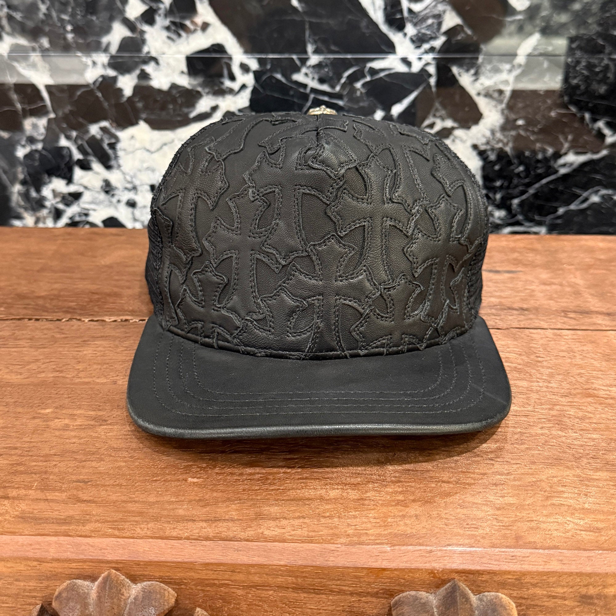 CHROME HEARTS Cemetary Cross Leather Patch Trucker Cap Size ONE SIZE (53-60) クロムハーツ セメタリークロス レザーパッチ トラッカーキャップ サイズONE SIZE (53-60)