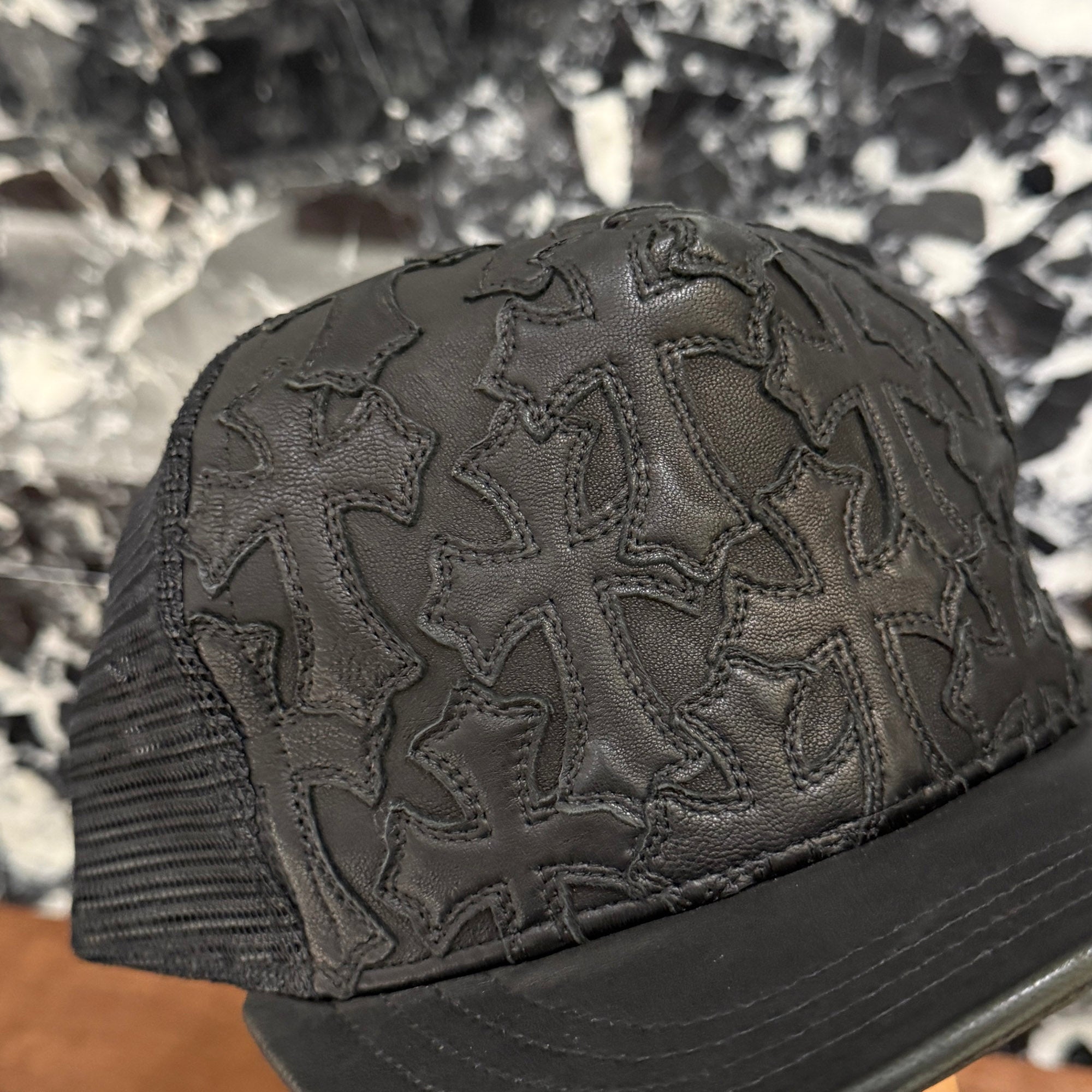CHROME HEARTS Cemetary Cross Leather Patch Trucker Cap Size ONE SIZE (53-60) クロムハーツ セメタリークロス レザーパッチ トラッカーキャップ サイズONE SIZE (53-60)