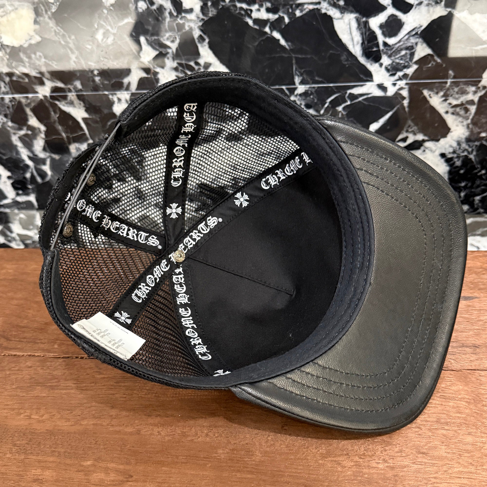 CHROME HEARTS Cemetary Cross Leather Patch Trucker Cap Size ONE SIZE (53-60) クロムハーツ セメタリークロス レザーパッチ トラッカーキャップ サイズONE SIZE (53-60)