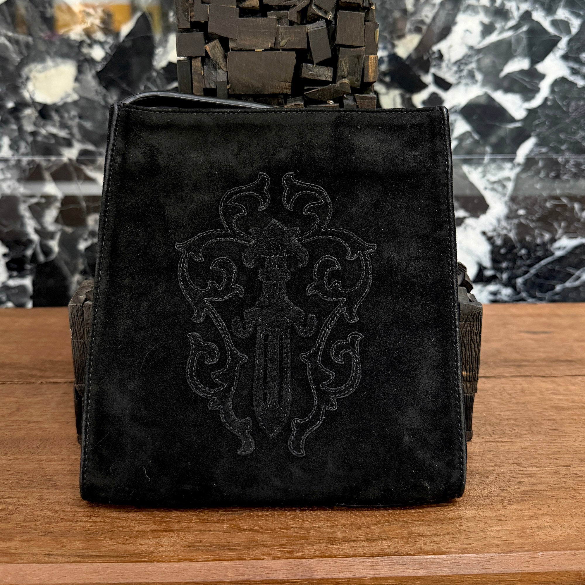 CHROME HEARTS Suede Leather Square Pocket Vine Dagger Patch