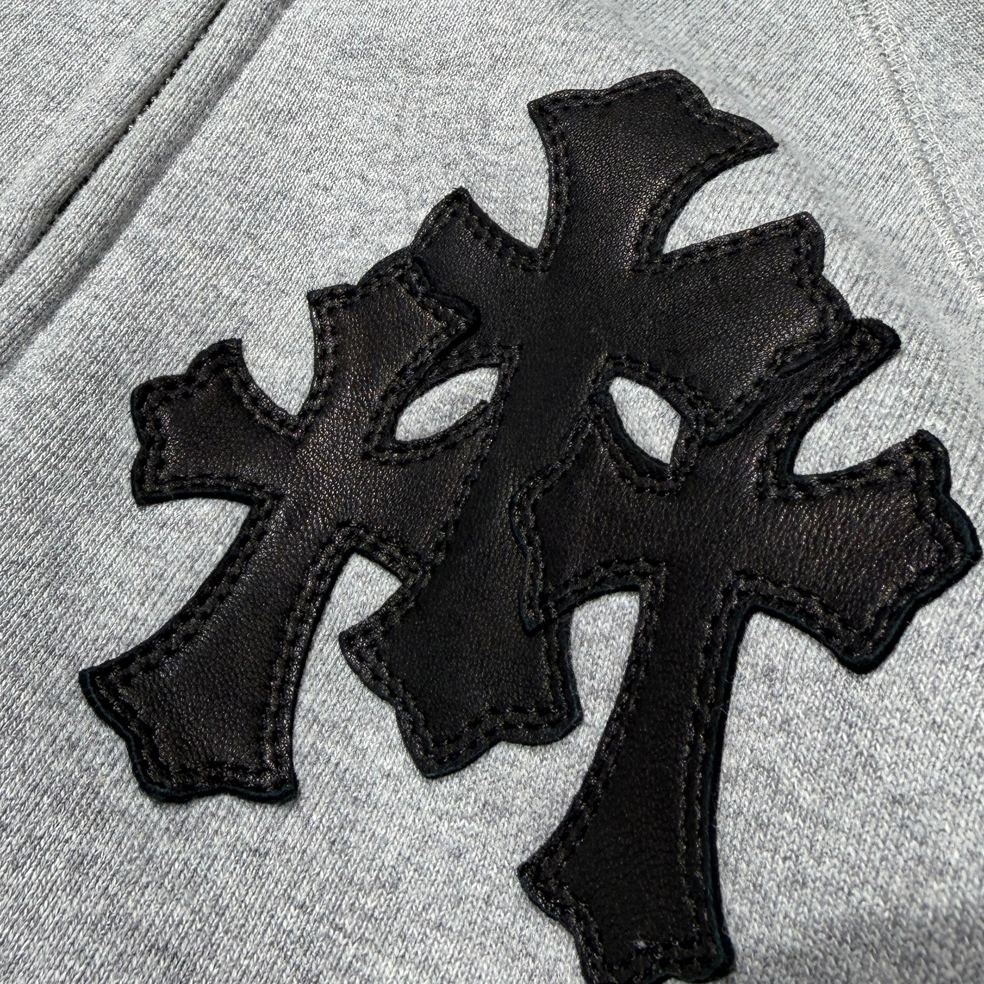CHROME HEARTS Y NOT Cemetery Cross Leather Patch Zip Up Hoodie Size S クロムハーツ ワイノット セメタリークロス レザーパッチ ジップアップ フーディ サイズS