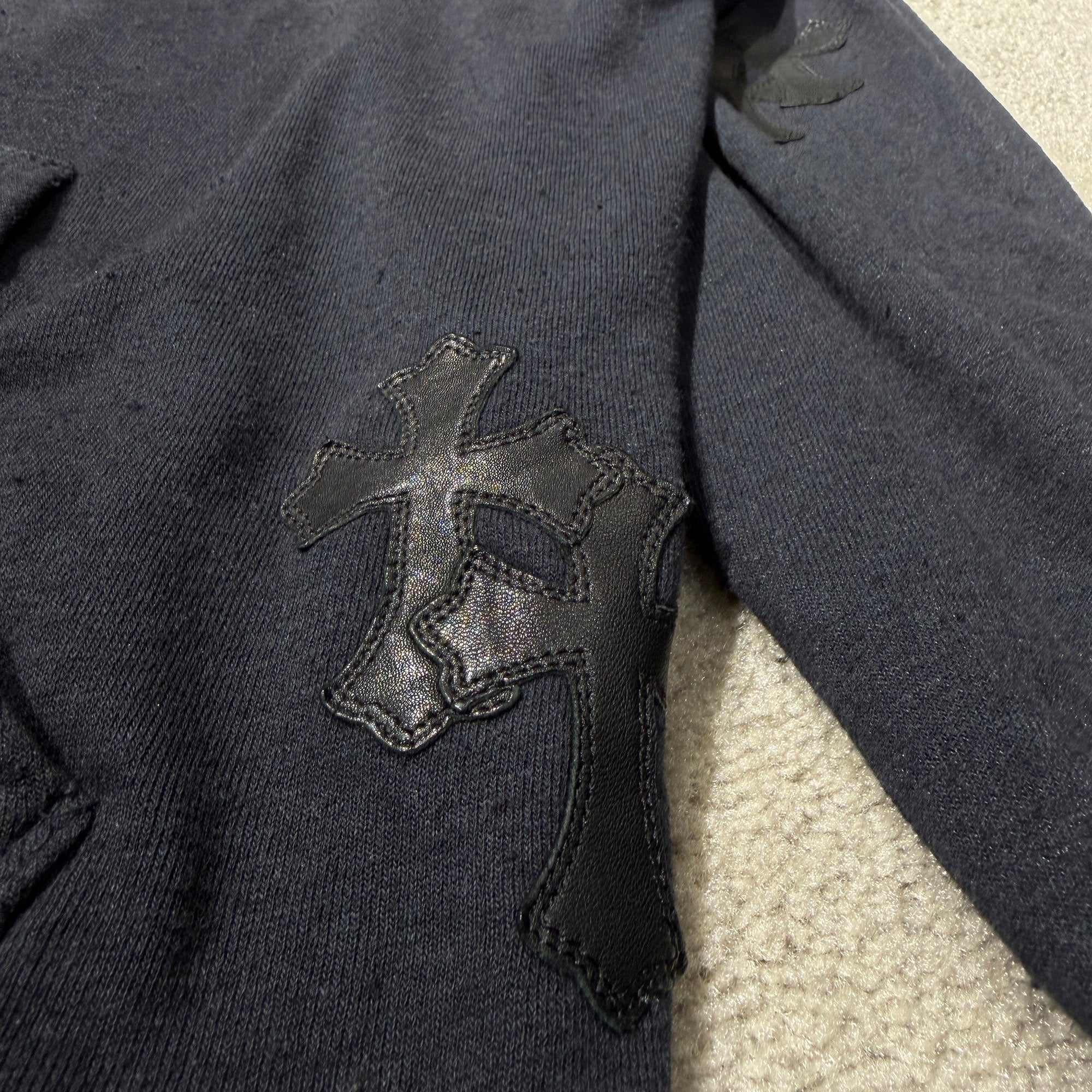 CHROME HEARTS Y NOT Cemetery Cross Leather Patch Pullover Hoodie Size XL クロムハーツ ワイノット セメタリークロスレザーパッチ プルオーバー フーディー サイズXL