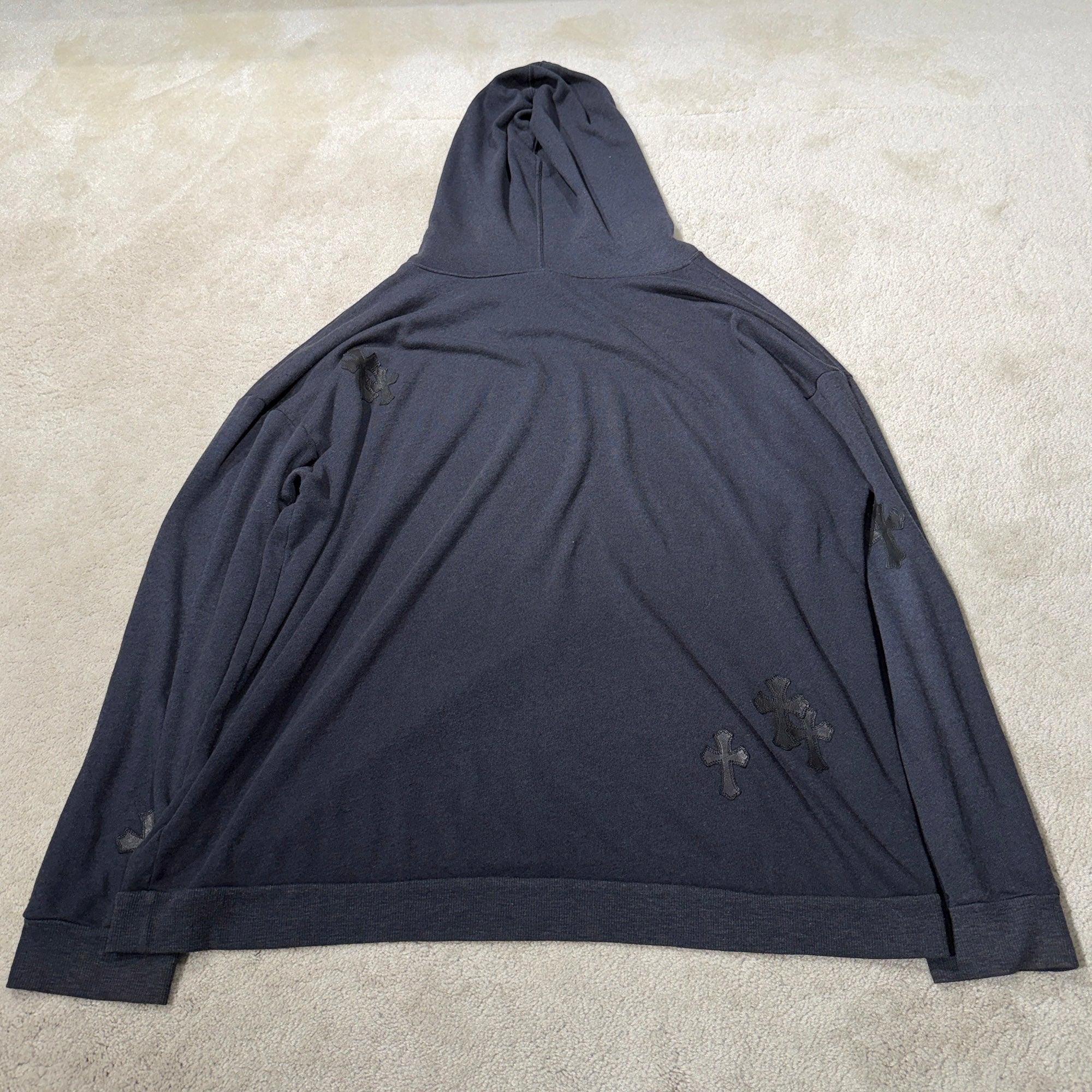 CHROME HEARTS Y NOT Cemetery Cross Leather Patch Pullover Hoodie Size XL クロムハーツ ワイノット セメタリークロスレザーパッチ プルオーバー フーディー サイズXL