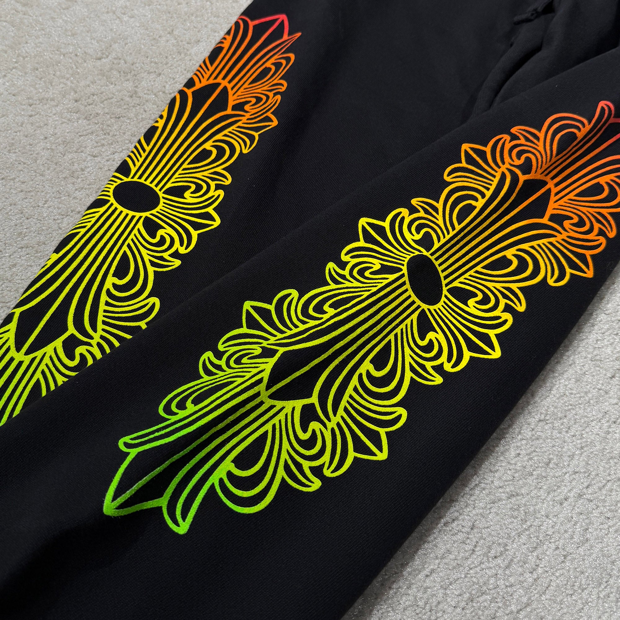 CHROME HEARTS Gradient Circle Logo Floral Cross Sweat Long Pants Size S クロムハーツ グラディエント サークルロゴ 裾フローラルクロス スウェットロングパンツ サイズS