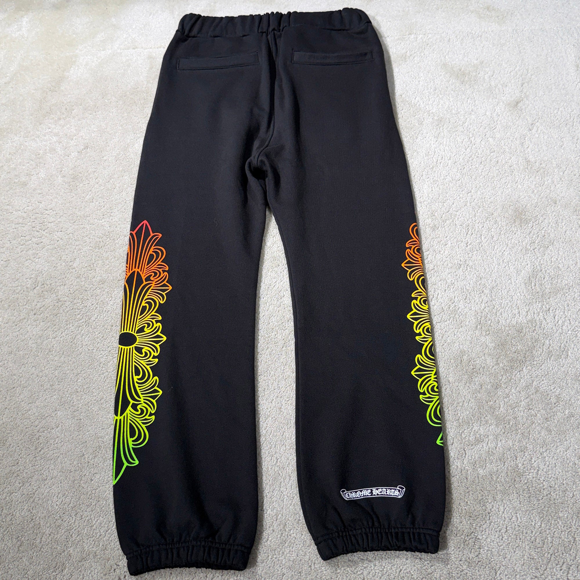CHROME HEARTS Gradient Circle Logo Floral Cross Sweat Long Pants Size S クロムハーツ グラディエント サークルロゴ 裾フローラルクロス スウェットロングパンツ サイズS