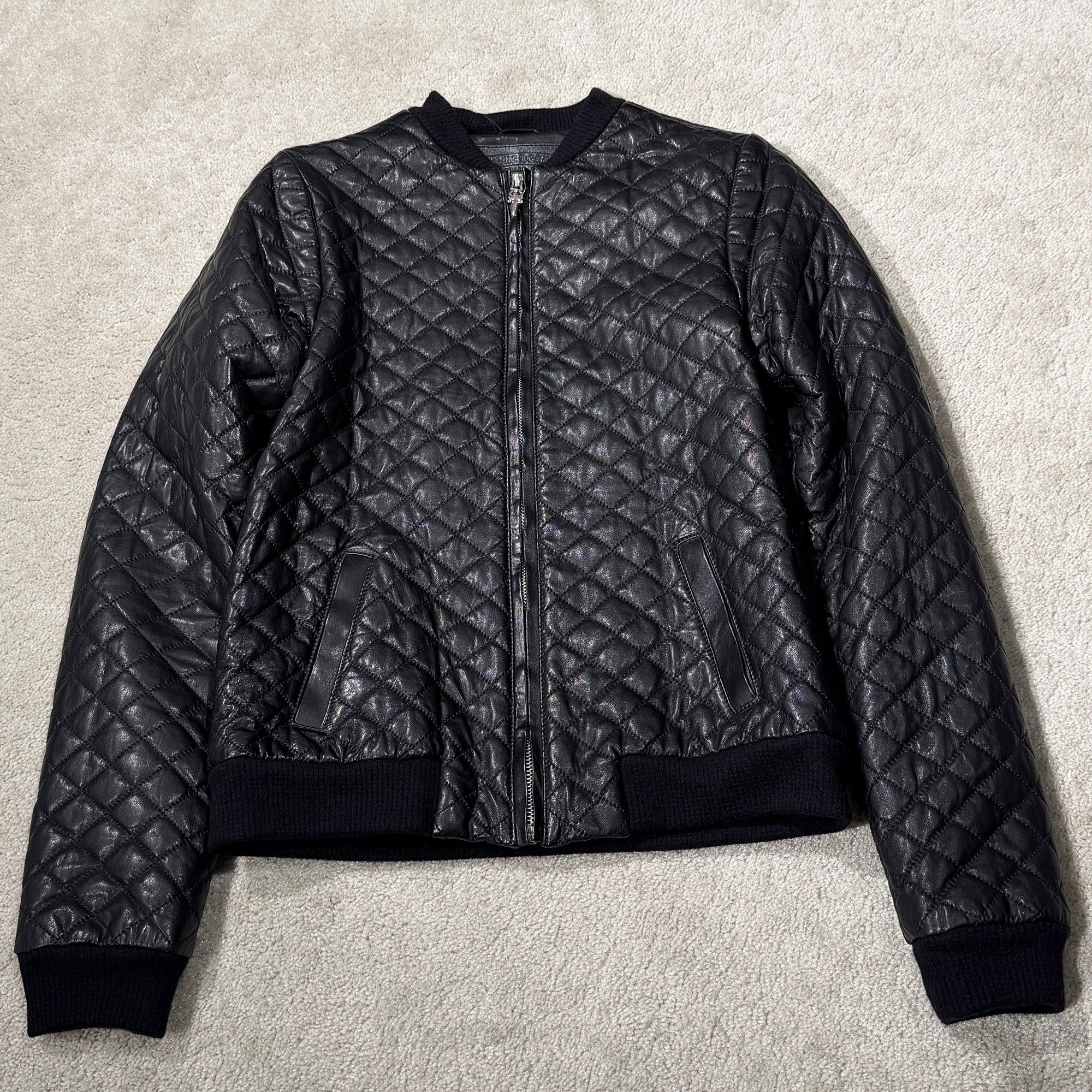 CHROME HEARTS Dagger Zip Quilting Leather Jacket Size S クロムハーツ ダガージップ キルティング レザージャケット サイズS