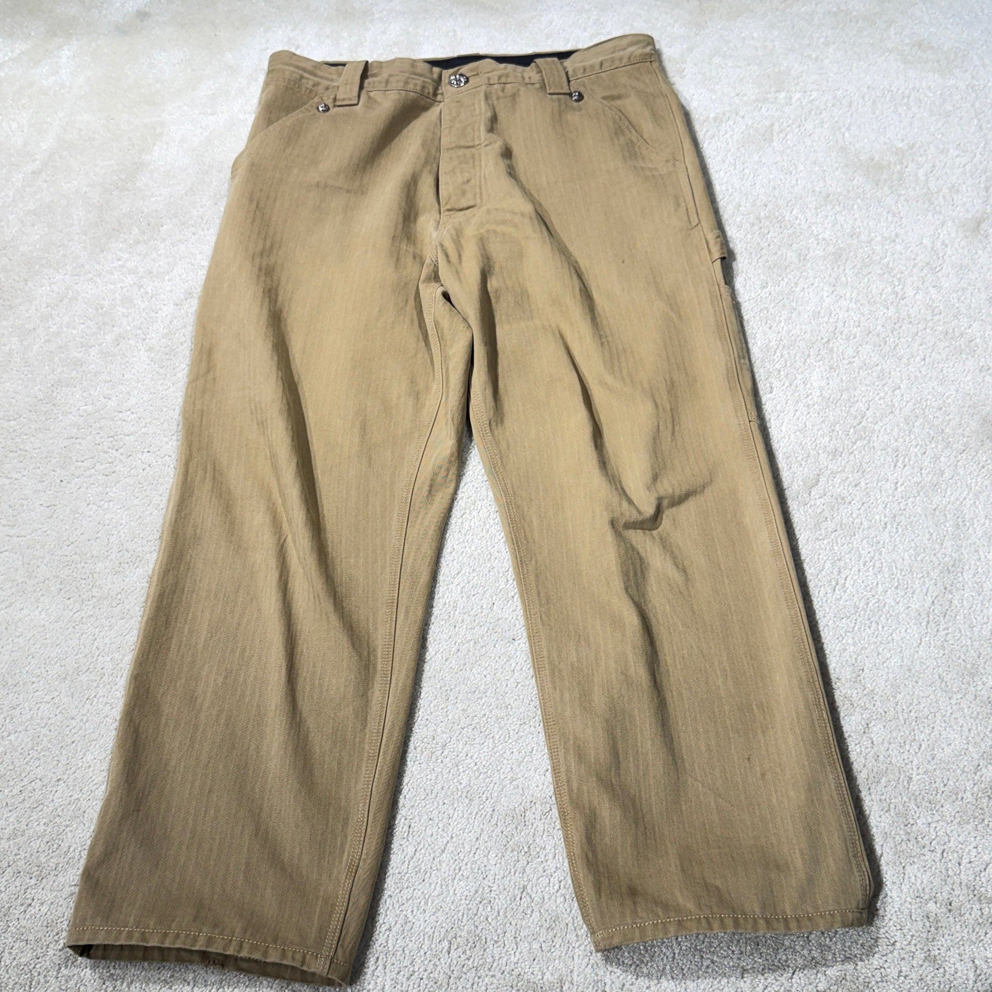 CHROME HEARTS Cross Ball Button Herringbone Cotton Chino Pants Size 34 クロムハーツ クロスボールボタン ヘリンボーン コットンチノパンツ サイズ34