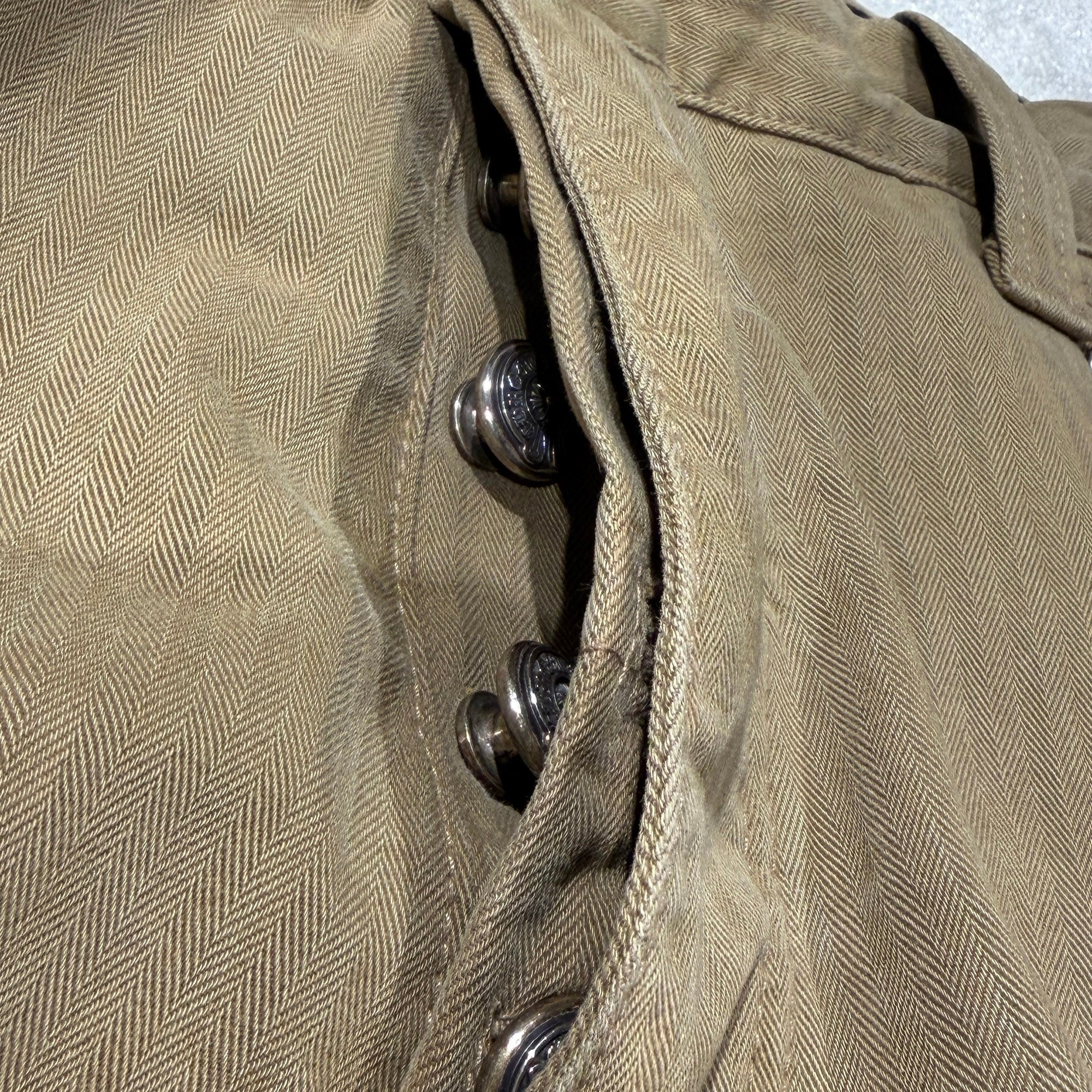 CHROME HEARTS Cross Ball Button Herringbone Cotton Chino Pants Size 34 クロムハーツ クロスボールボタン ヘリンボーン コットンチノパンツ サイズ34