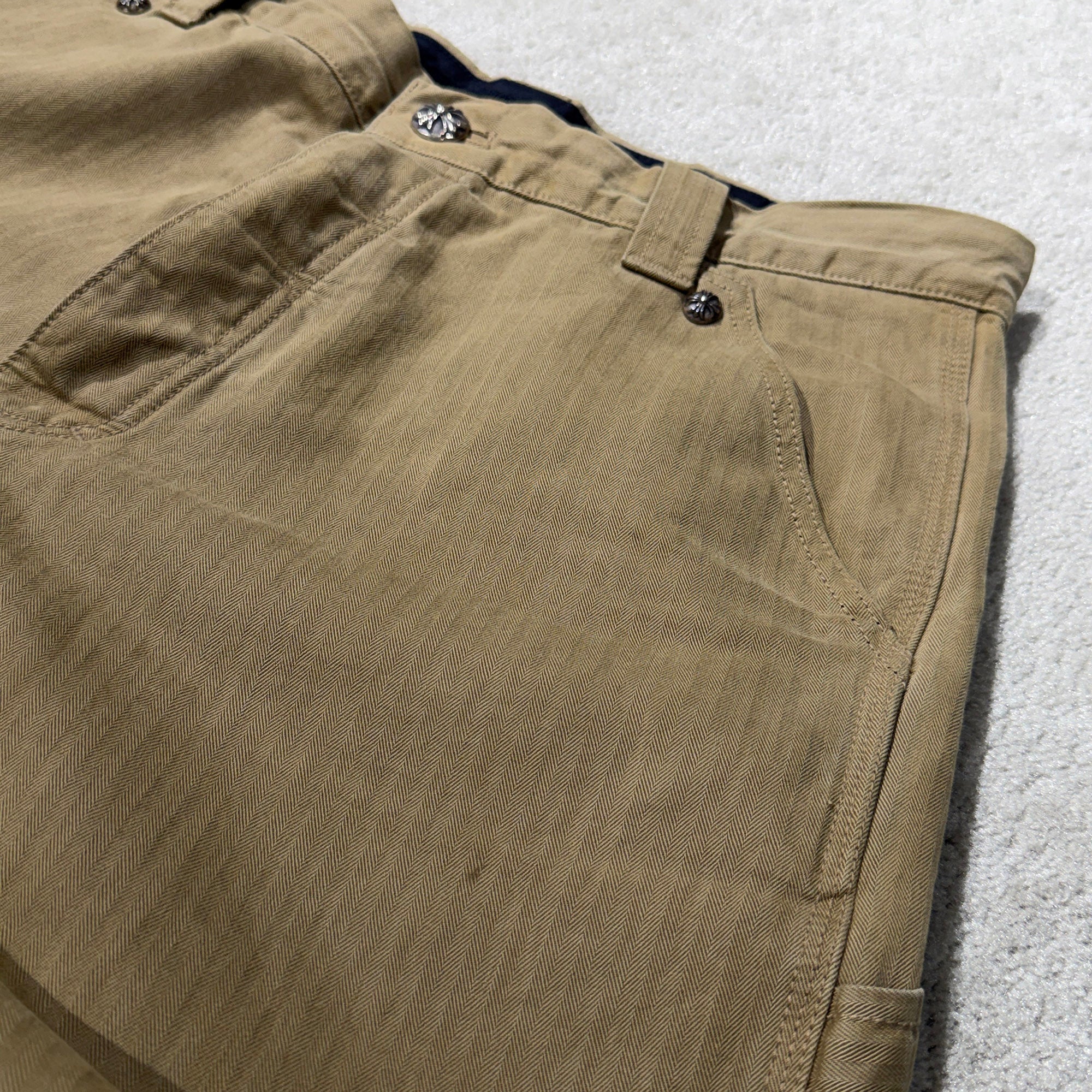 CHROME HEARTS Cross Ball Button Herringbone Cotton Chino Pants Size 34 クロムハーツ クロスボールボタン ヘリンボーン コットンチノパンツ サイズ34