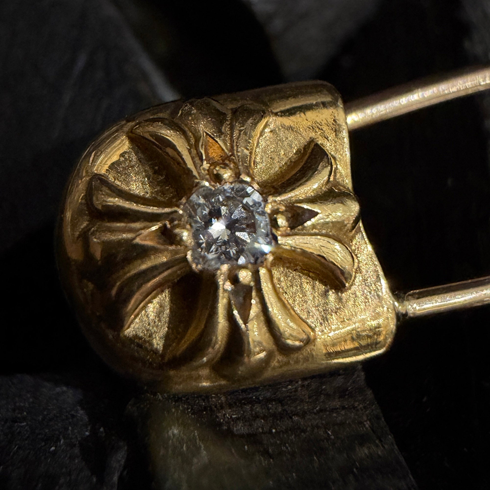 CHROME HEARTS 22K Safety Pin 1 Diamond Earring クロムハーツ 22K