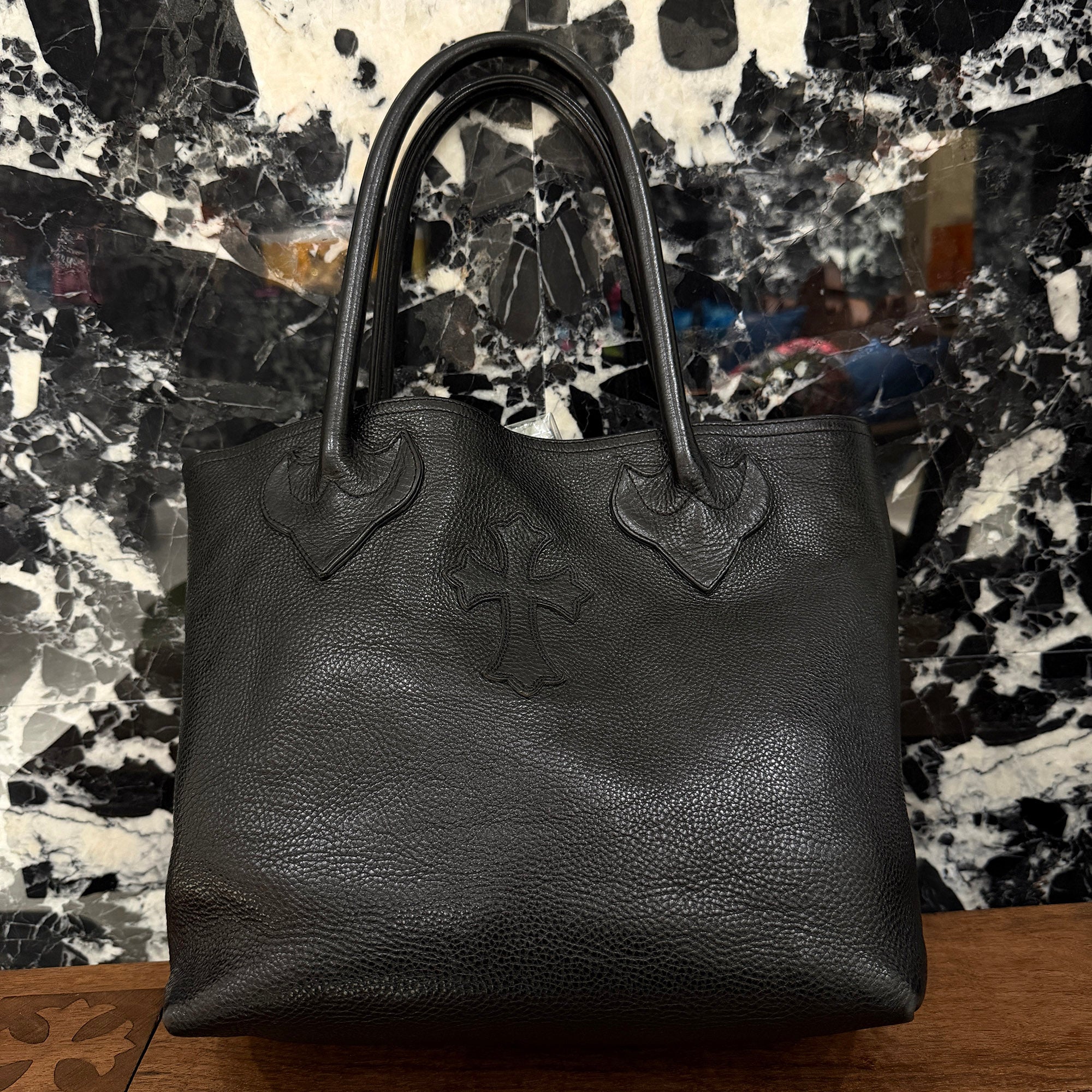 CHROME HEARTS 1 Cross Leather Patch FS Leather Tote Bag クロムハーツ 1クロス レザーパッチ FS レザートートバッグ