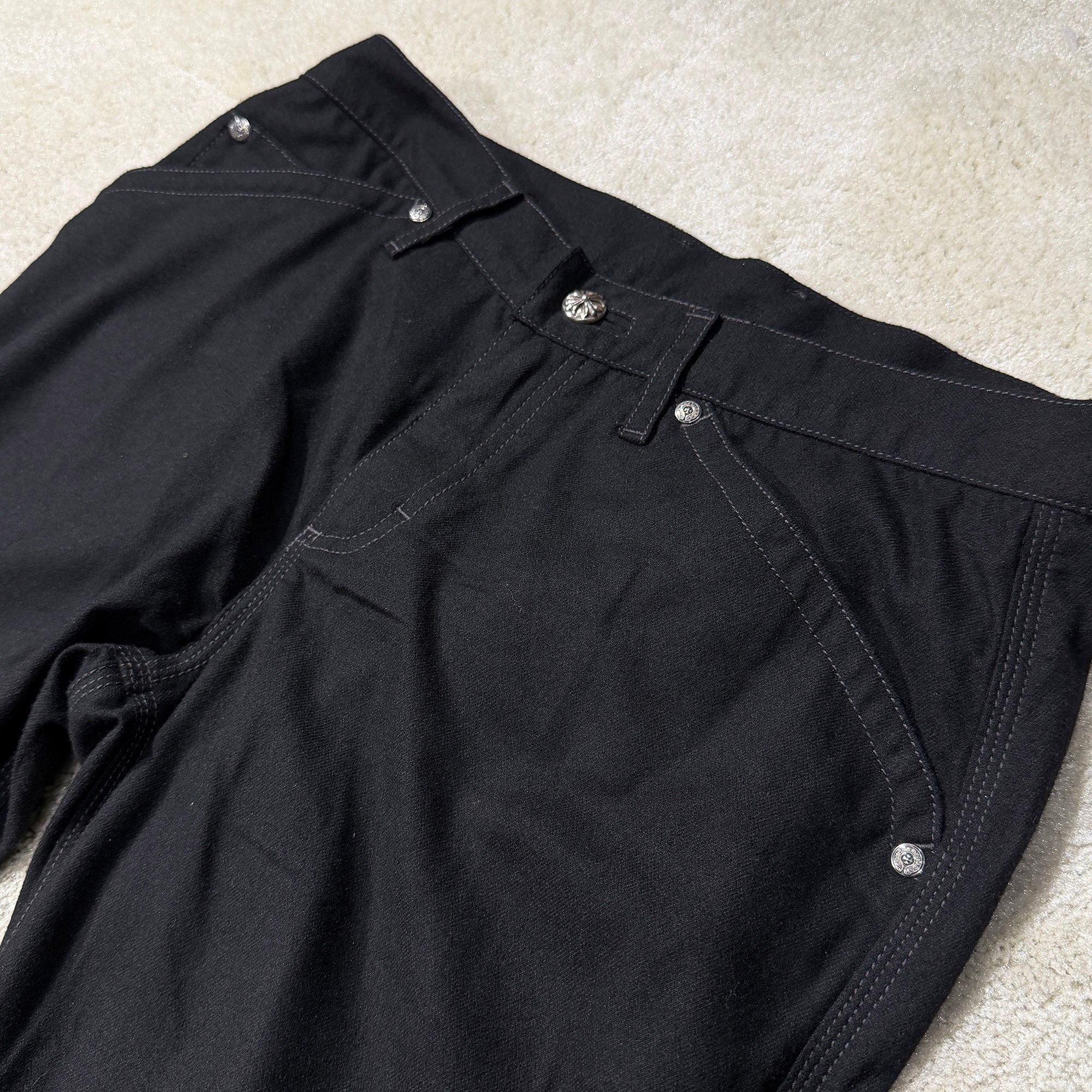 CHROME HEARTS Cross Ball Button Wide Straight Pants Size 27 クロムハーツ クロスボールボタン ワイドストレート パンツ サイズ27