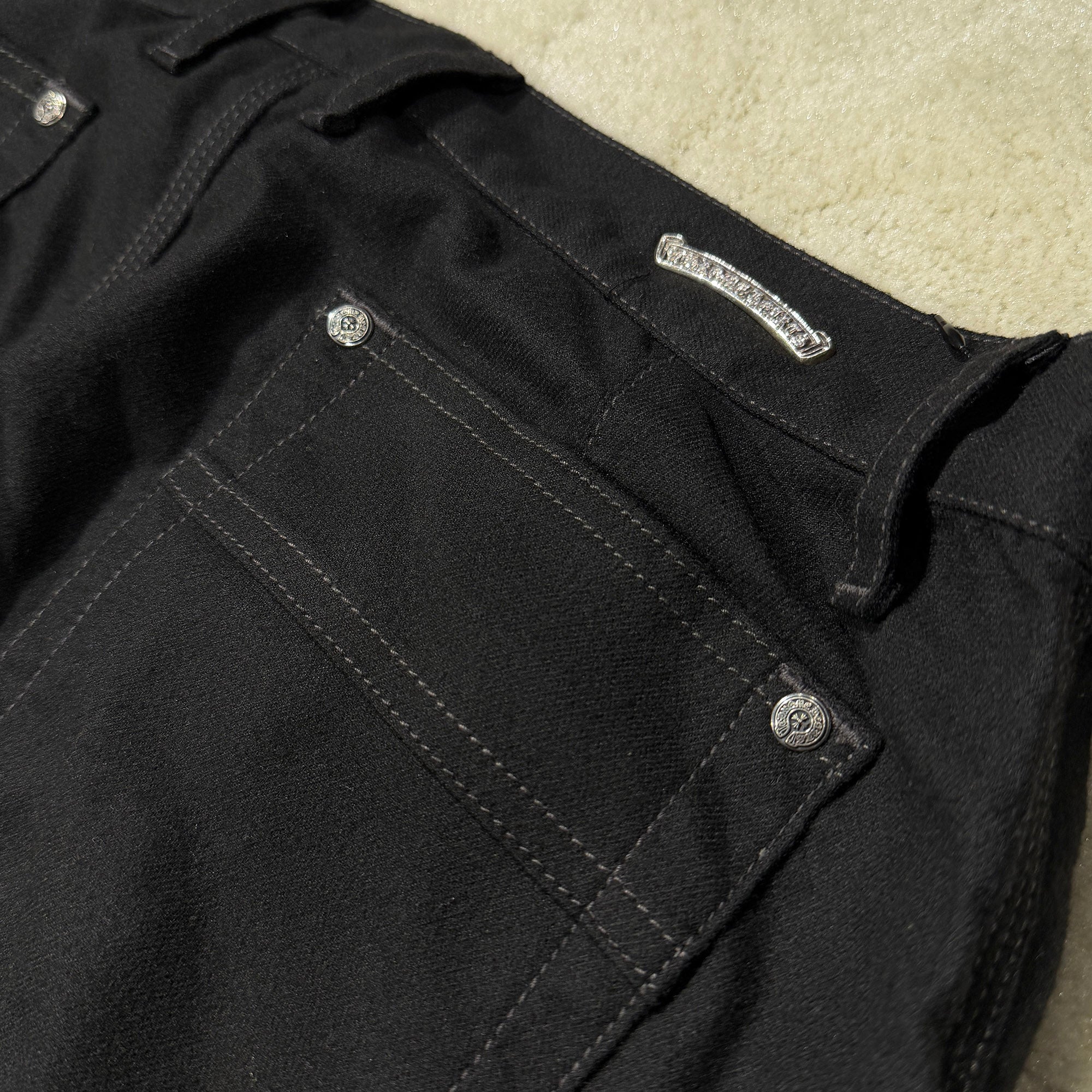 CHROME HEARTS Cross Ball Button Wide Straight Pants Size 27 クロムハーツ クロスボールボタン ワイドストレート パンツ サイズ27